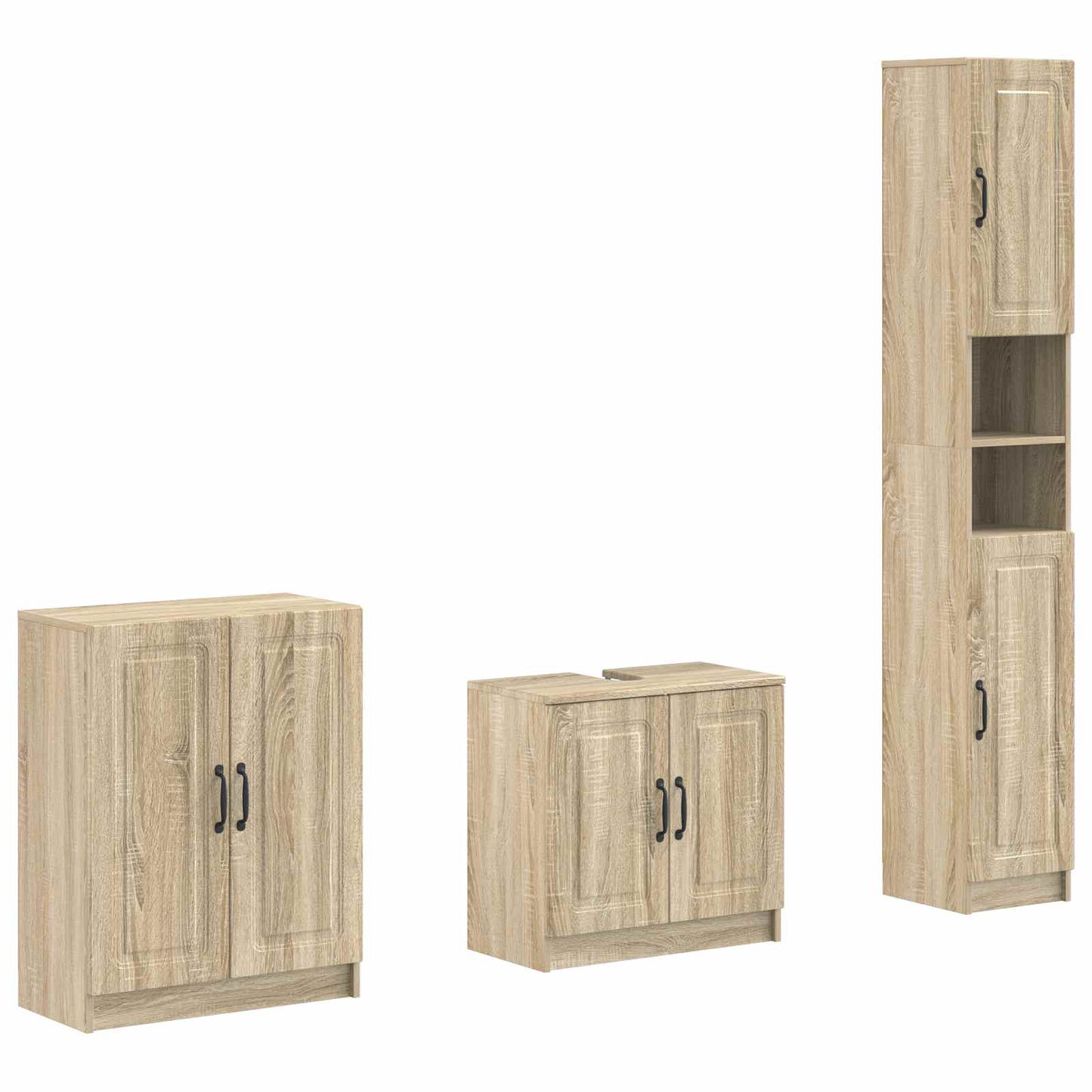 3-delige badkamerkast set UTRECHT Sonoma Eiken Bewerkt hout is nu te koop bij PeponiXL, paradijselijk wonen!