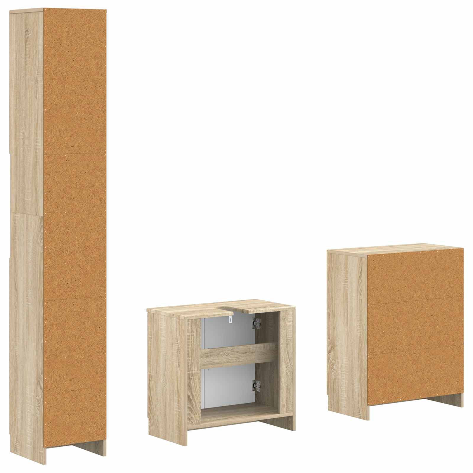 3-delige badkamerkast set UTRECHT Sonoma Eiken Bewerkt hout is nu te koop bij PeponiXL, paradijselijk wonen!