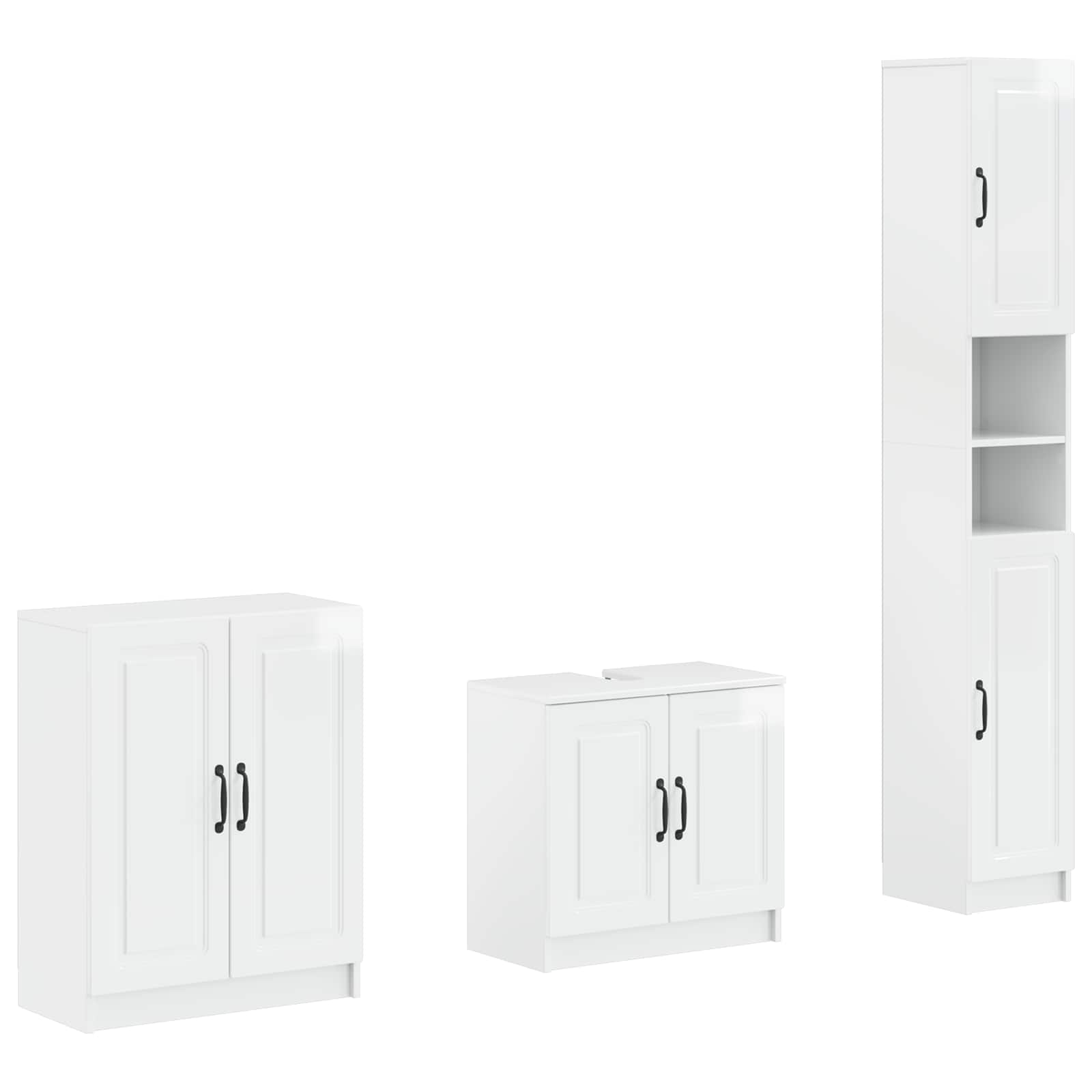 3-delige badkamerkast set UTRECHT Hoogglans Wit Bewerkt hout is nu te koop bij PeponiXL, paradijselijk wonen!