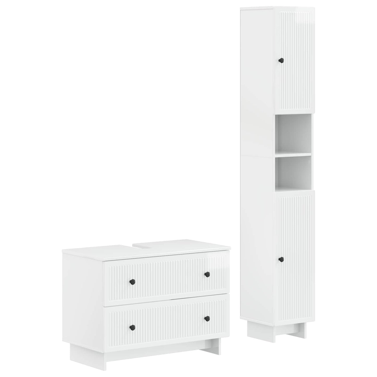 2-delige Badkamerkast Set EDE Hoogglans Wit Bewerkt hout is nu te koop bij PeponiXL, paradijselijk wonen!