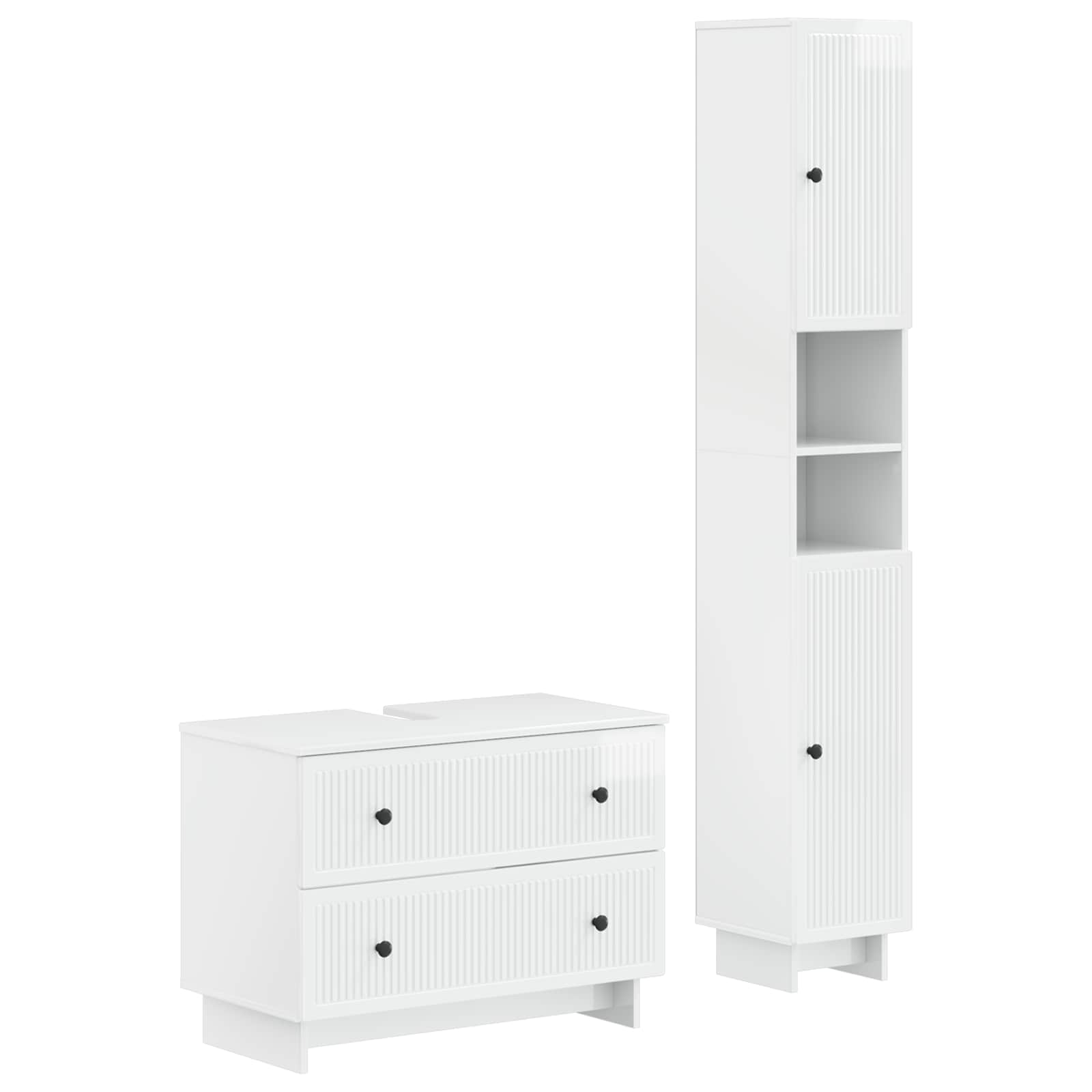 2-delige Badkamerkast Set EDE Hoogglans Wit Bewerkt hout is nu te koop bij PeponiXL, paradijselijk wonen!