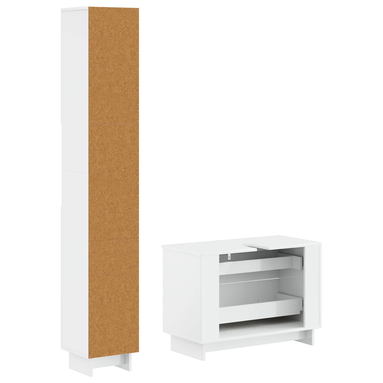 2-delige Badkamerkast Set EDE Hoogglans Wit Bewerkt hout is nu te koop bij PeponiXL, paradijselijk wonen!