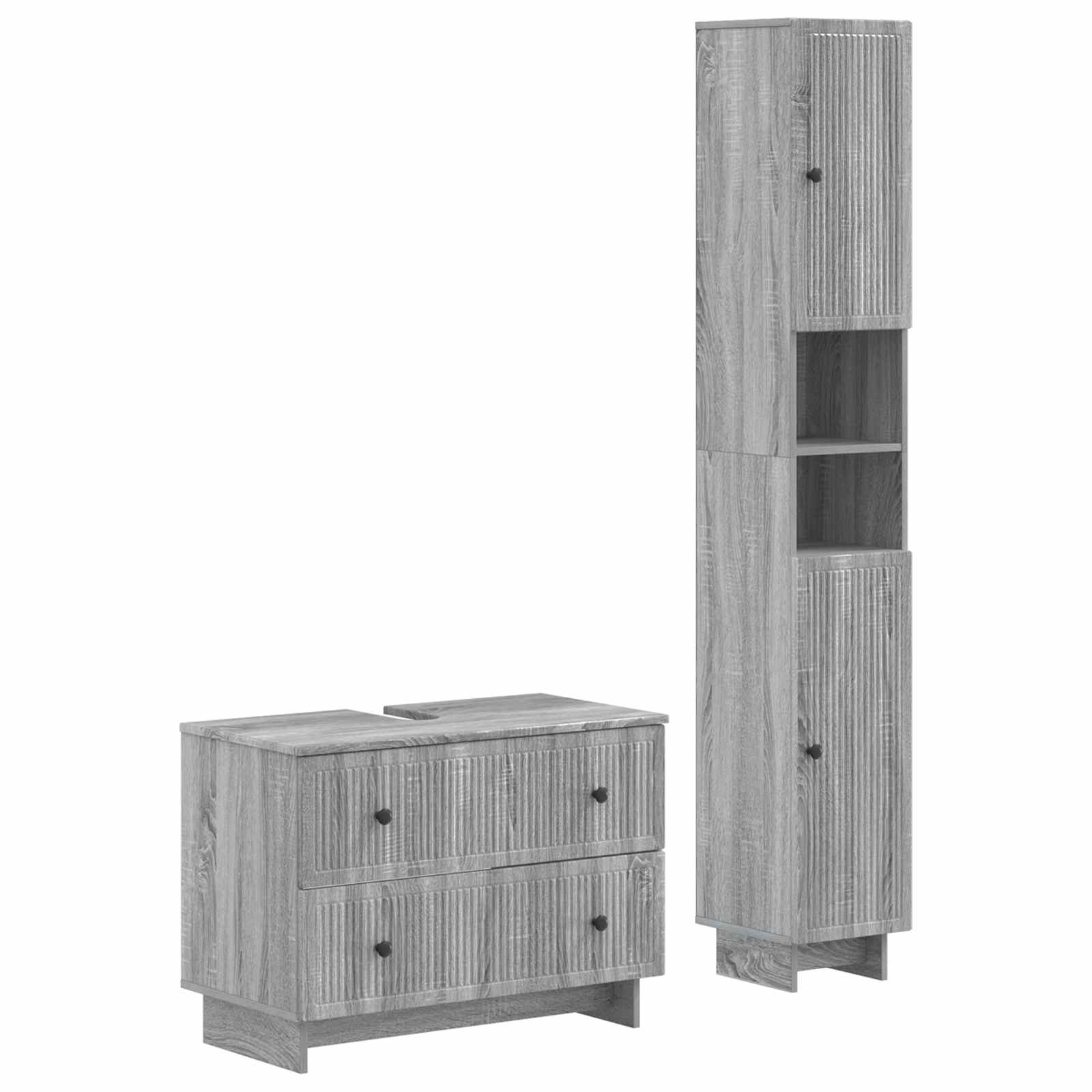 2-delige Badkamerkast Set EDE Grijs Sonoma Bewerkt hout is nu te koop bij PeponiXL, paradijselijk wonen!