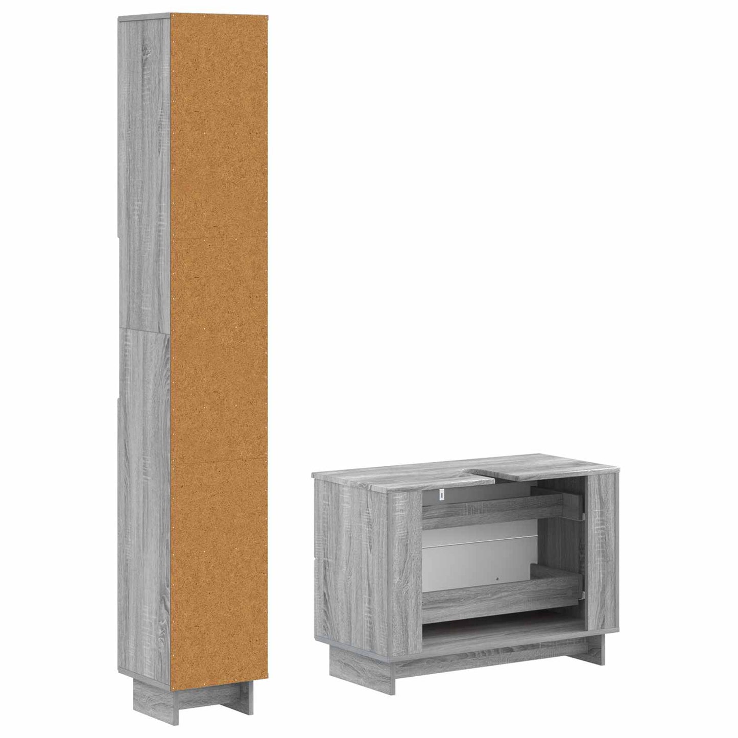 2-delige Badkamerkast Set EDE Grijs Sonoma Bewerkt hout is nu te koop bij PeponiXL, paradijselijk wonen!