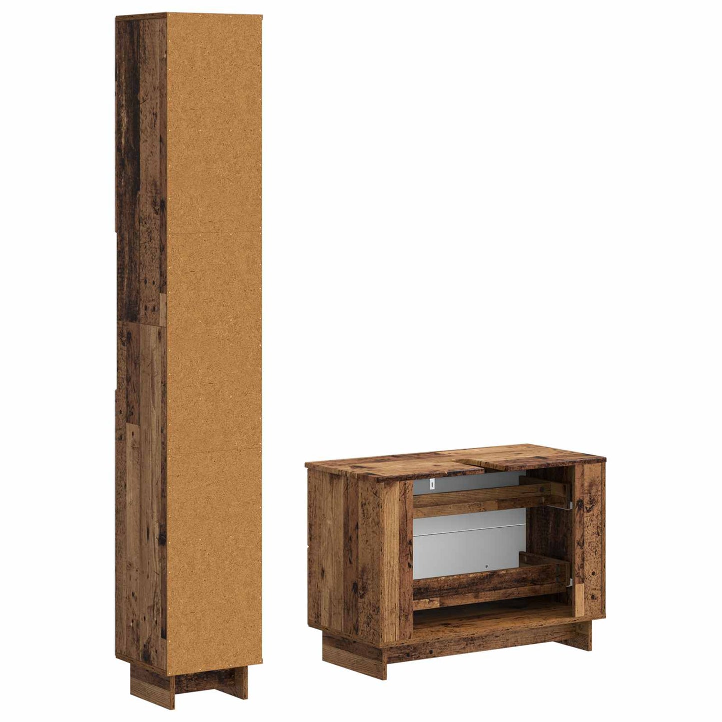 2-delige Badkamerkast Set EDE Oud hout Bewerkt hout is nu te koop bij PeponiXL, paradijselijk wonen!