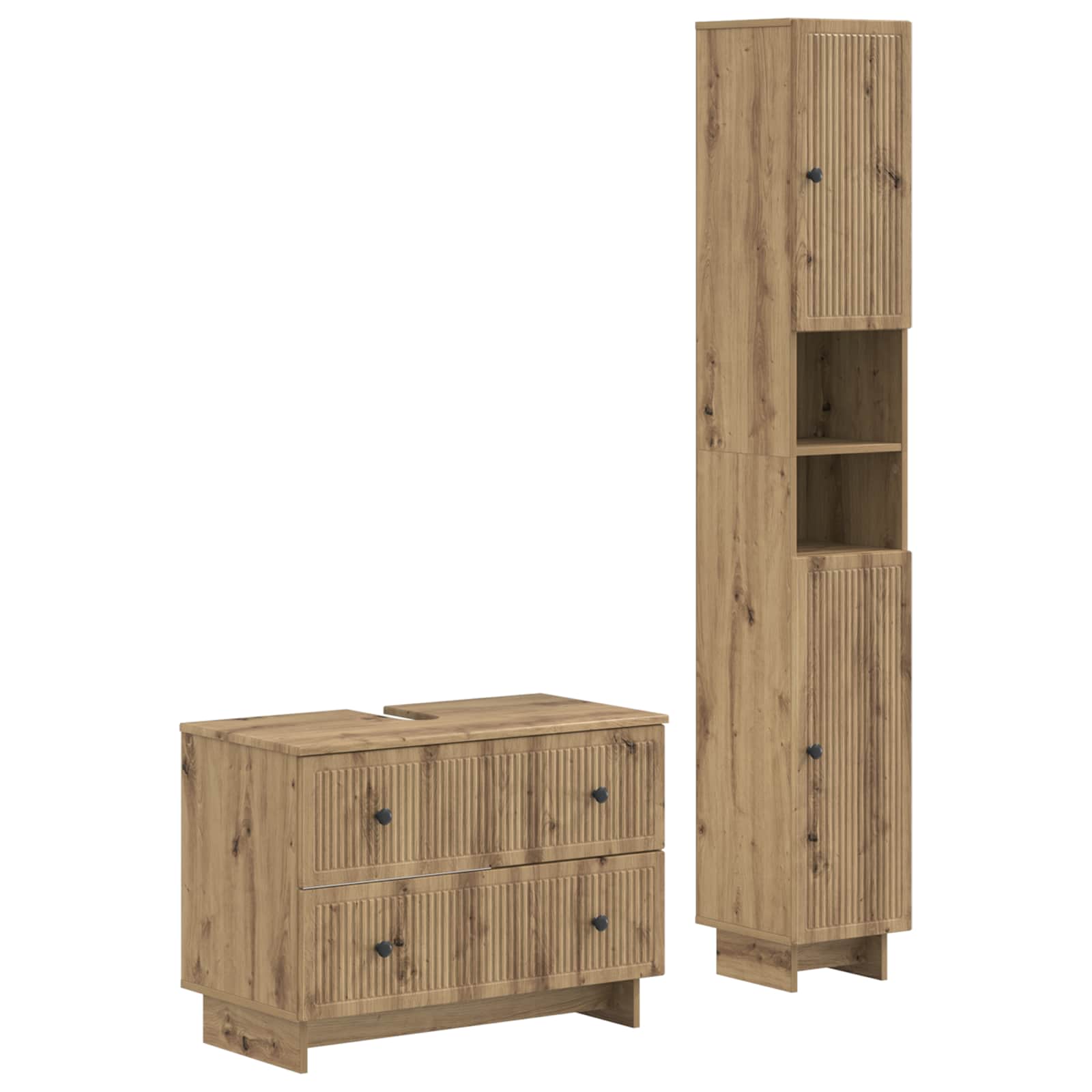 2-delige Badkamerkast Set EDE Artisanaal eiken Bewerkt hout is nu te koop bij PeponiXL, paradijselijk wonen!