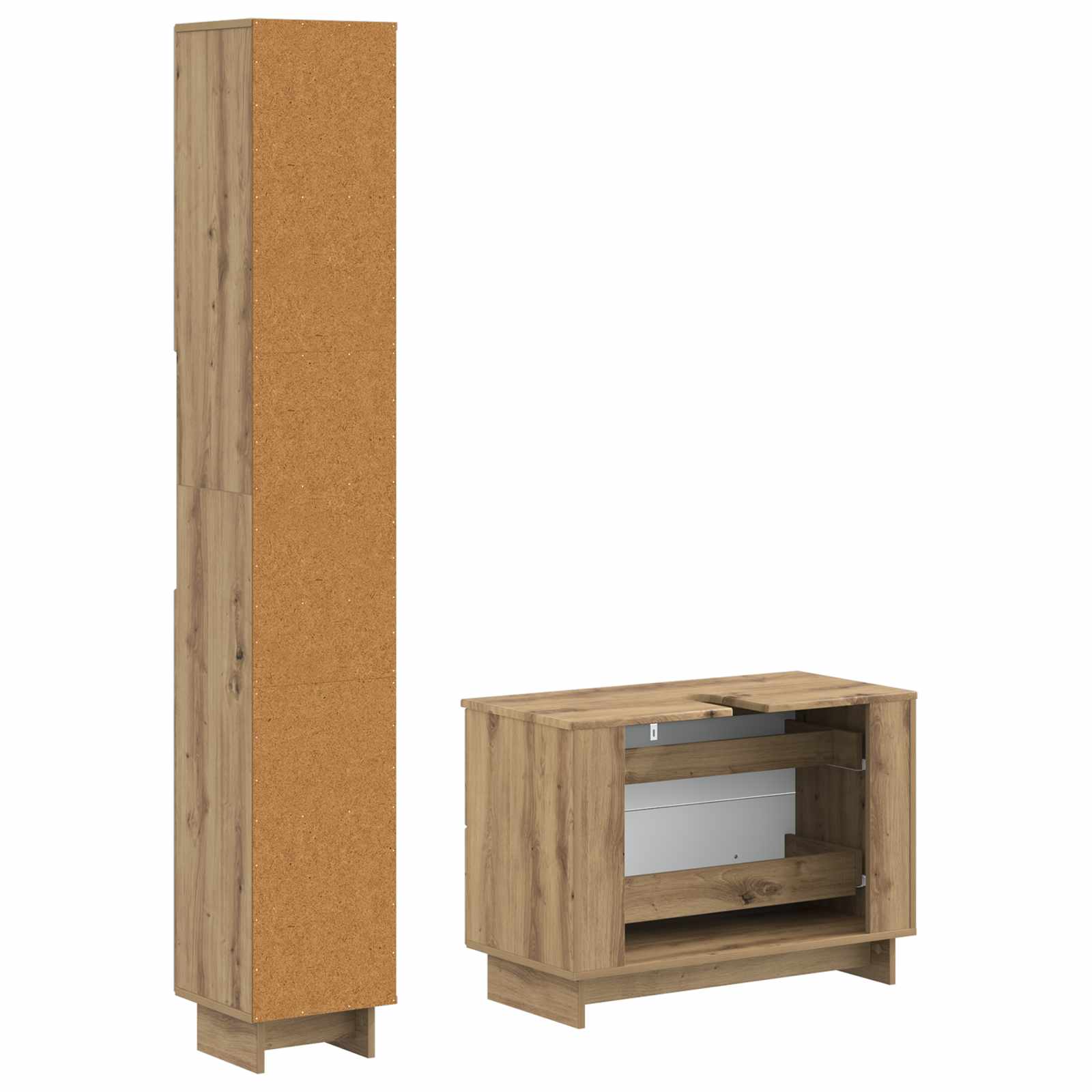 2-delige Badkamerkast Set EDE Artisanaal eiken Bewerkt hout is nu te koop bij PeponiXL, paradijselijk wonen!
