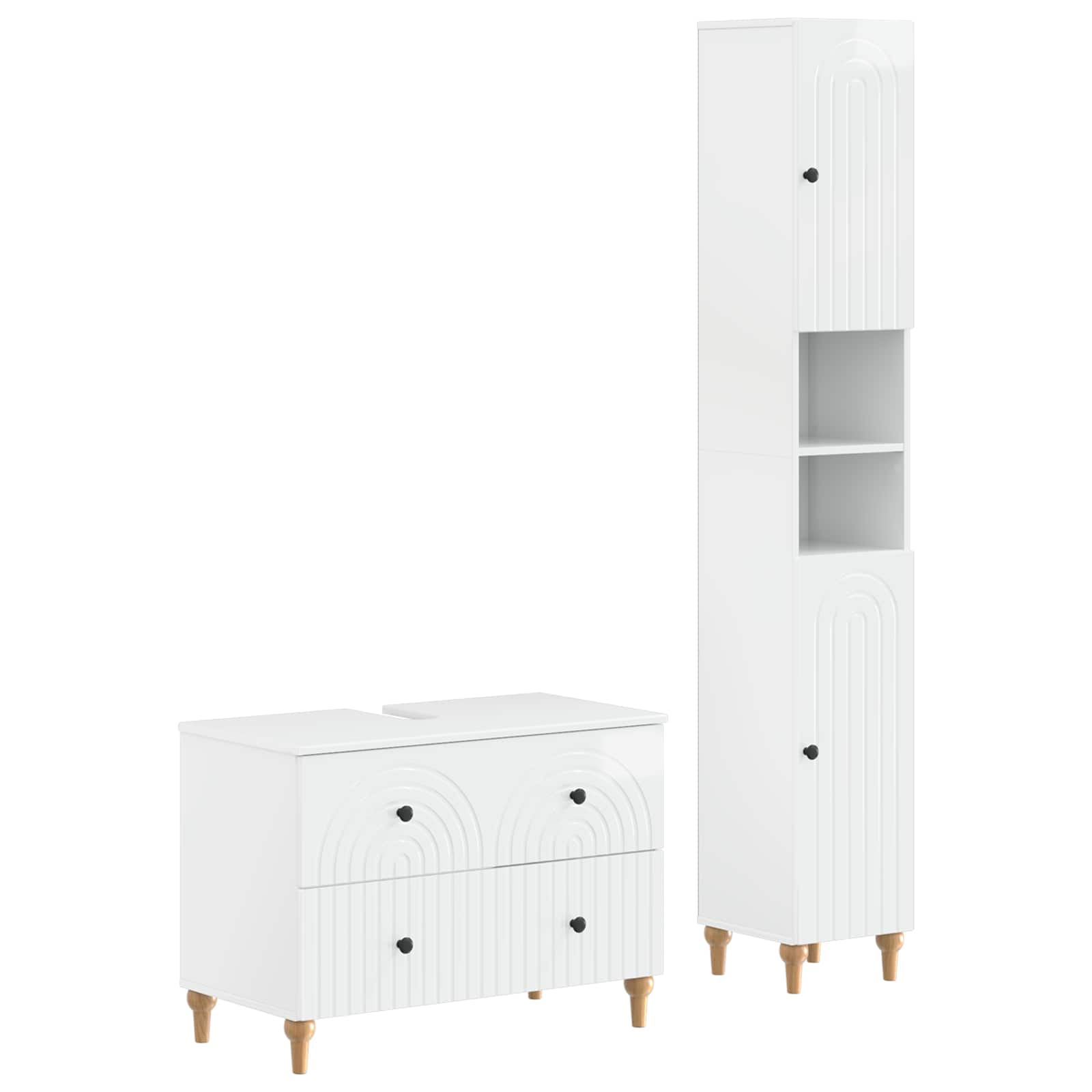 2-delige Badkamerkast Set ALKMAAR Hoogglans Wit Bewerkt hout is nu te koop bij PeponiXL, paradijselijk wonen!