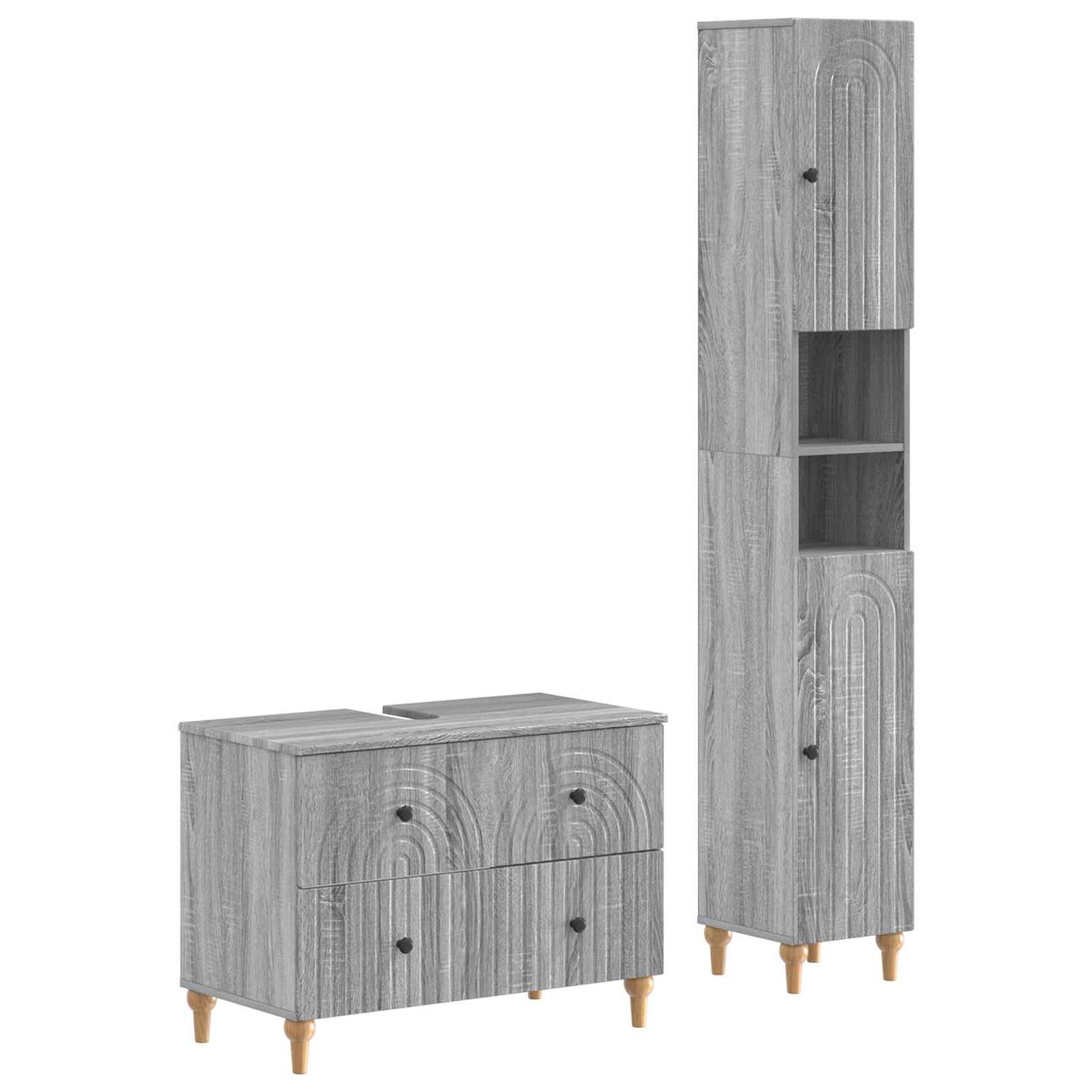 2-delige Badkamerkast Set ALKMAAR Grijs Sonoma Bewerkt hout is nu te koop bij PeponiXL, paradijselijk wonen!