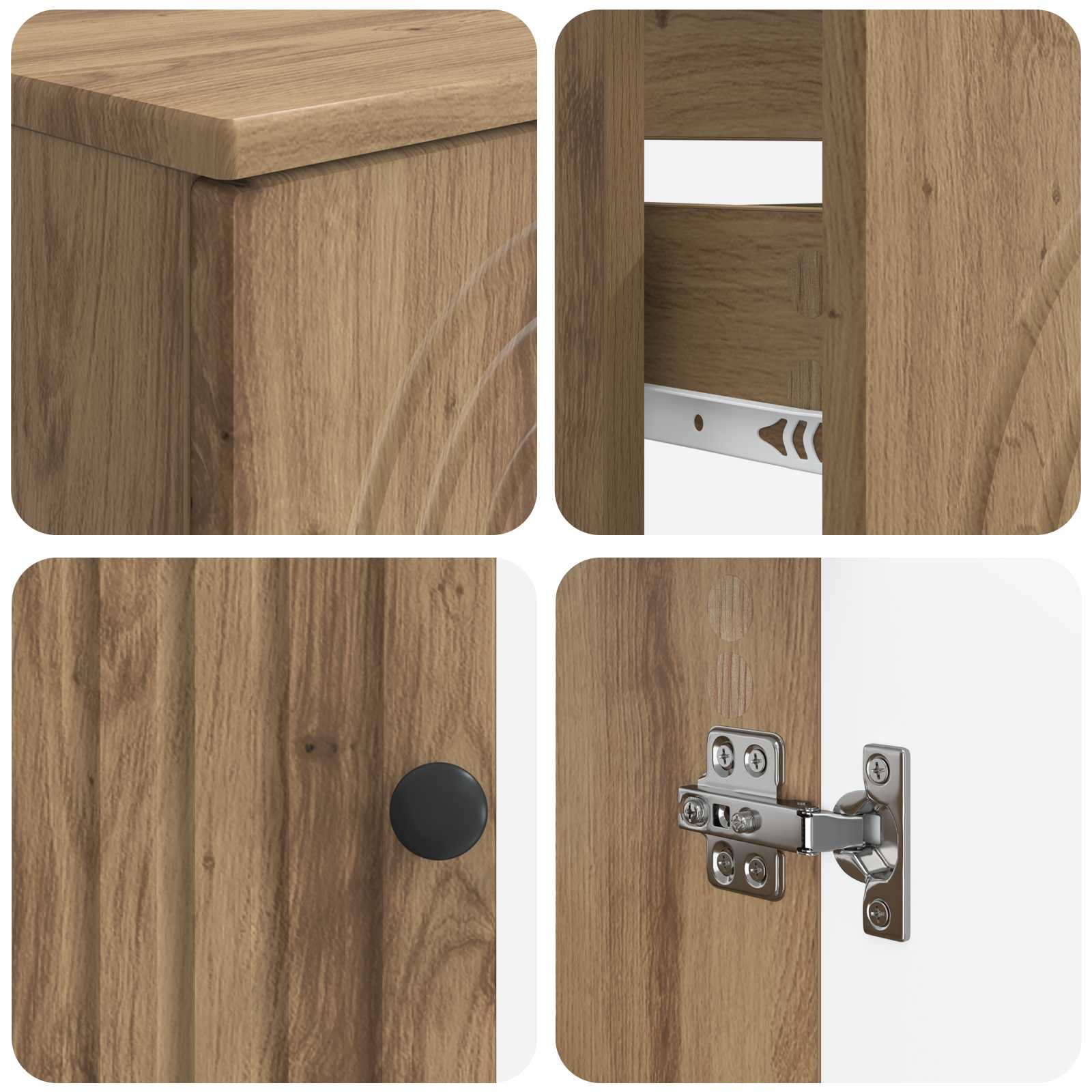 2-delige Badkamerkast Set ALKMAAR Artisanaal eiken Bewerkt hout is nu te koop bij PeponiXL, paradijselijk wonen!