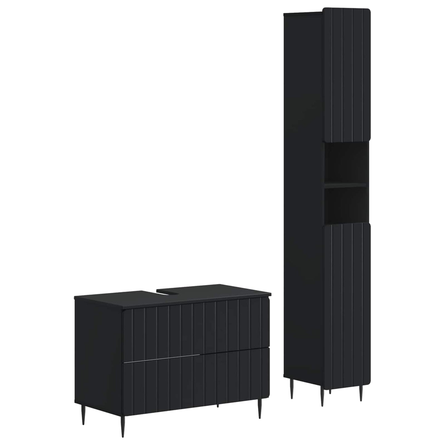 2-delige Badkamerkast Set ZWOLLE Zwart Bewerkt hout is nu te koop bij PeponiXL, paradijselijk wonen!