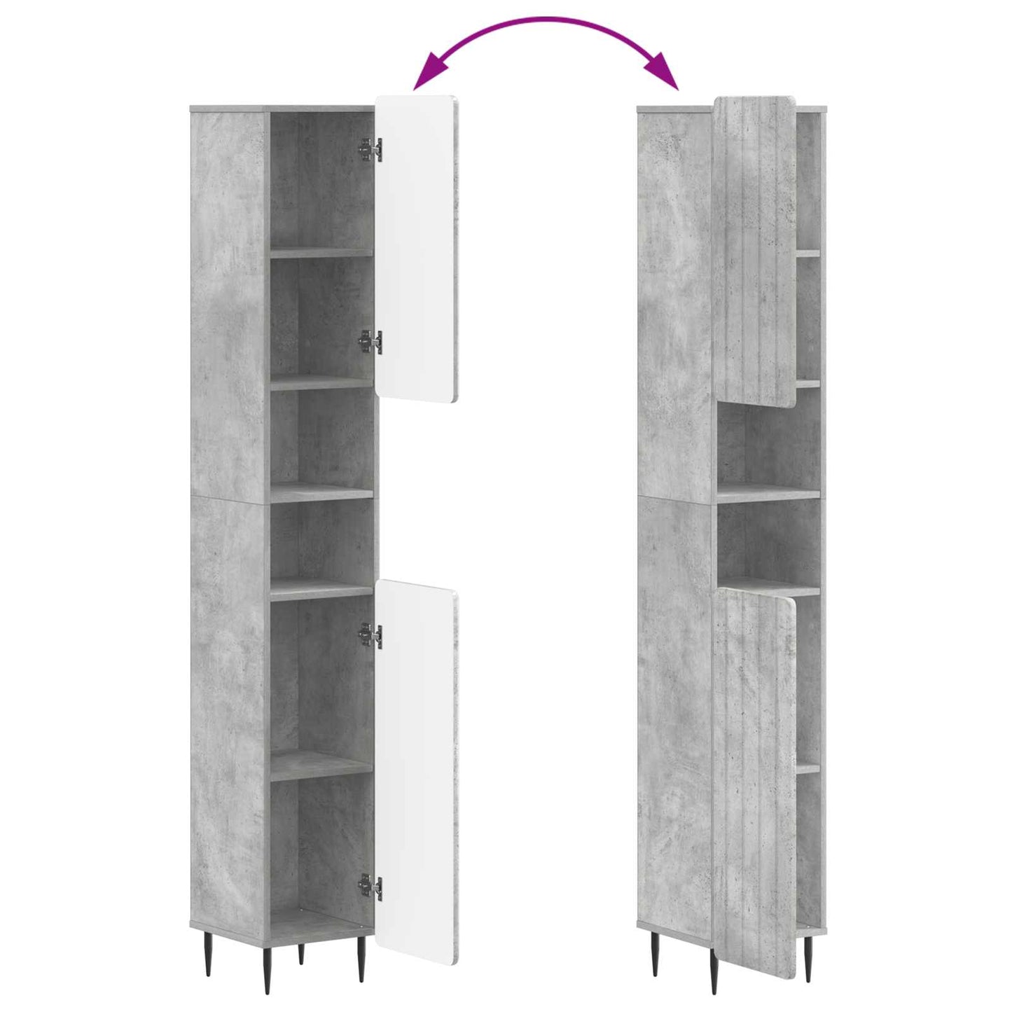 2-delige Badkamerkast Set ZWOLLE Betongrijs Bewerkt hout is nu te koop bij PeponiXL, paradijselijk wonen!