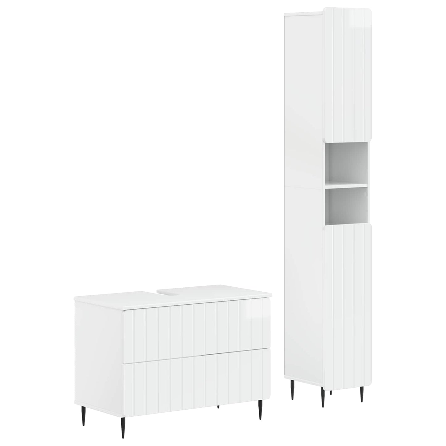 2-delige Badkamerkast Set ZWOLLE Hoogglans Wit Bewerkt hout is nu te koop bij PeponiXL, paradijselijk wonen!