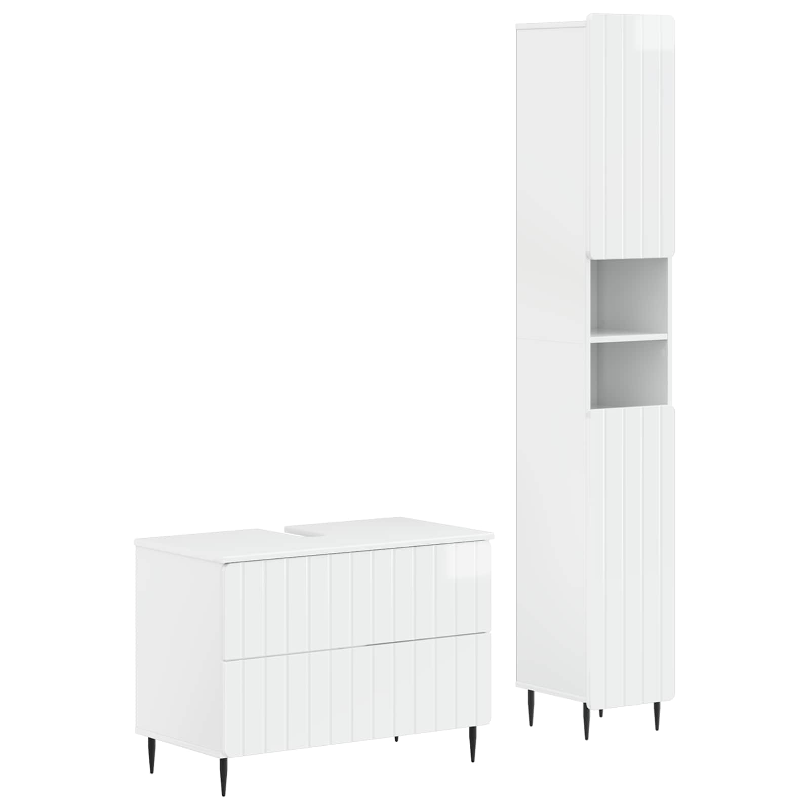 2-delige Badkamerkast Set ZWOLLE Hoogglans Wit Bewerkt hout is nu te koop bij PeponiXL, paradijselijk wonen!