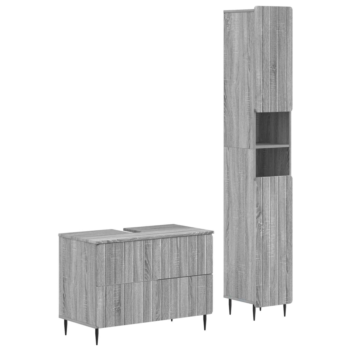 2-delige Badkamerkast Set ZWOLLE Grijs Sonoma Bewerkt hout is nu te koop bij PeponiXL, paradijselijk wonen!