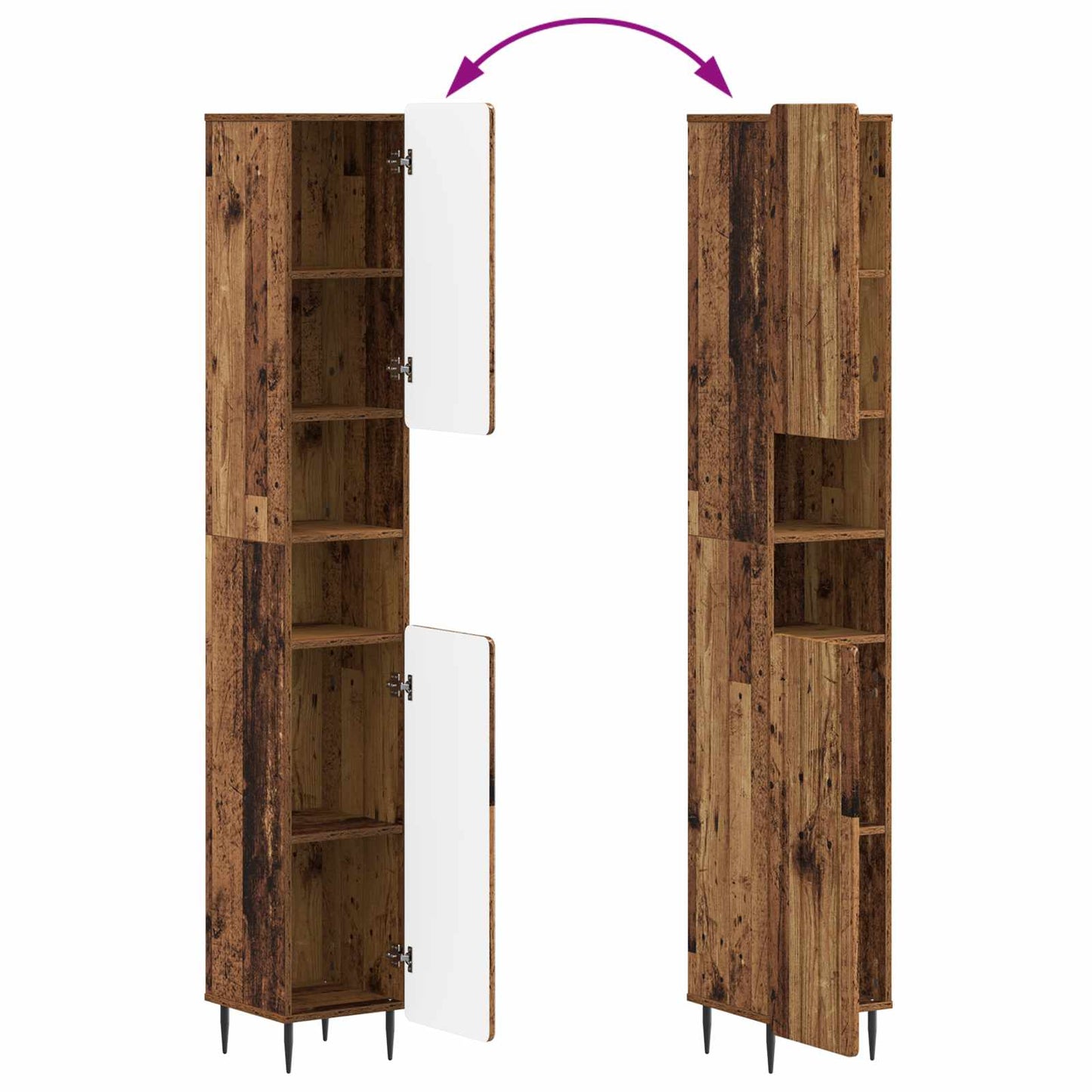 2-delige Badkamerkast Set ZWOLLE Oud hout Bewerkt hout is nu te koop bij PeponiXL, paradijselijk wonen!