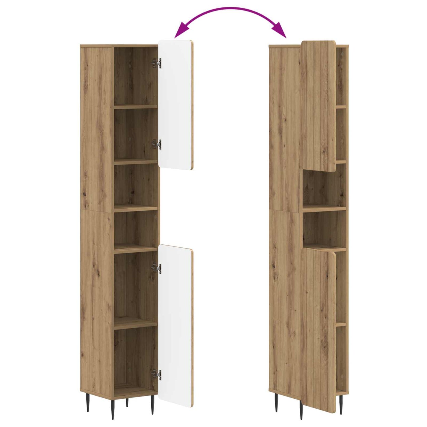 2-delige Badkamerkast Set ZWOLLE Artisanaal eiken Bewerkt hout is nu te koop bij PeponiXL, paradijselijk wonen!