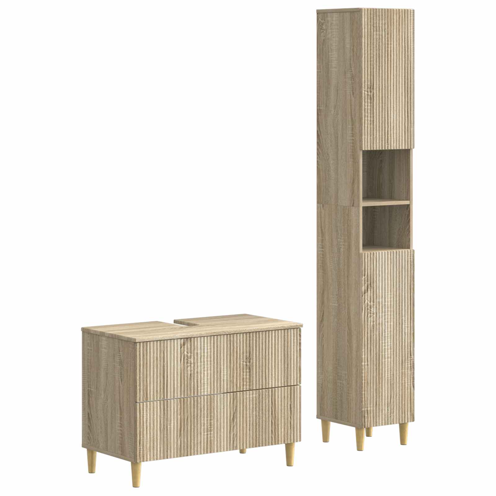 2-delige Badkamerkast Set ARNHEM Sonoma Eiken Bewerkt hout is nu te koop bij PeponiXL, paradijselijk wonen!