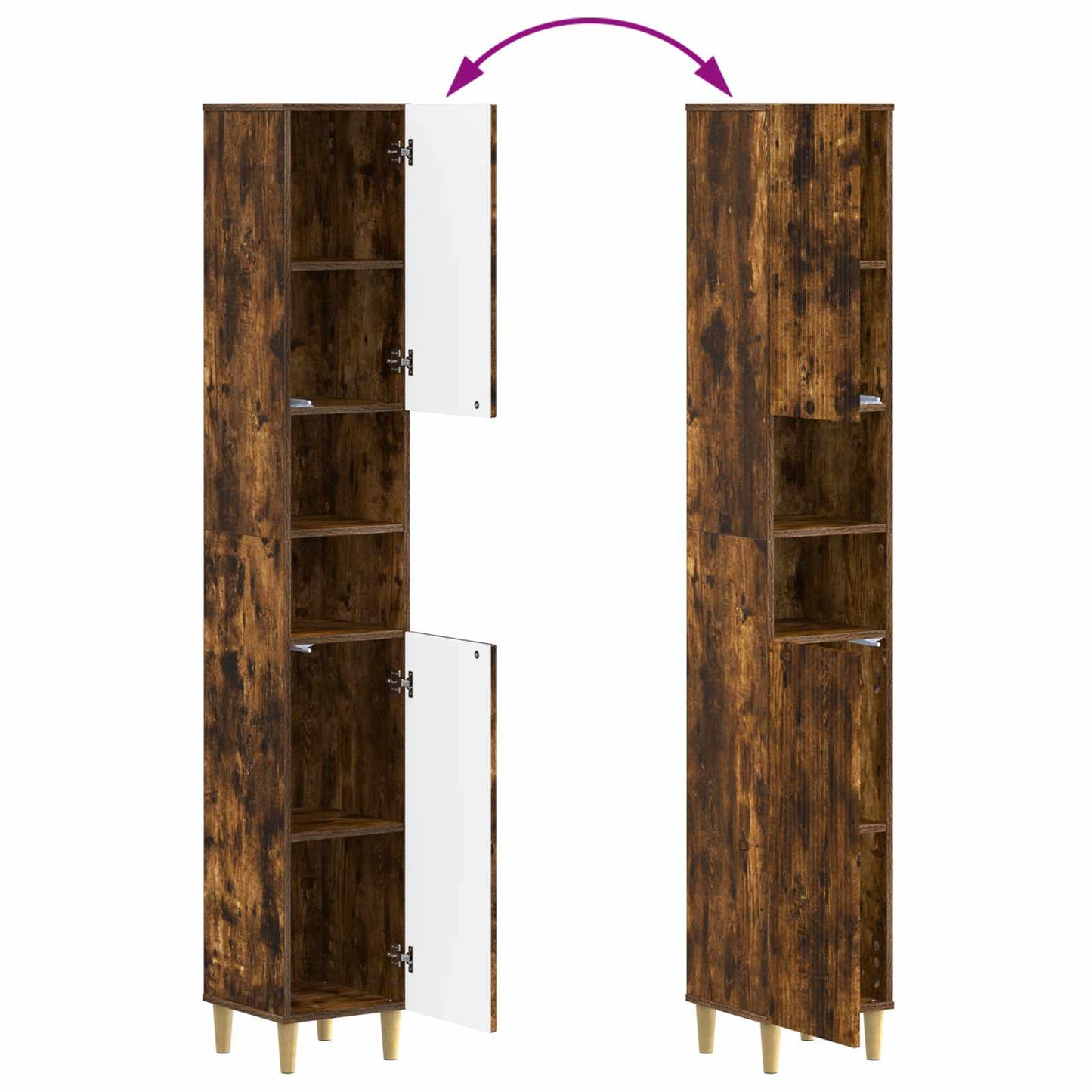 2-delige Badkamerkast Set ARNHEM Gerookt eiken Bewerkt hout is nu te koop bij PeponiXL, paradijselijk wonen!