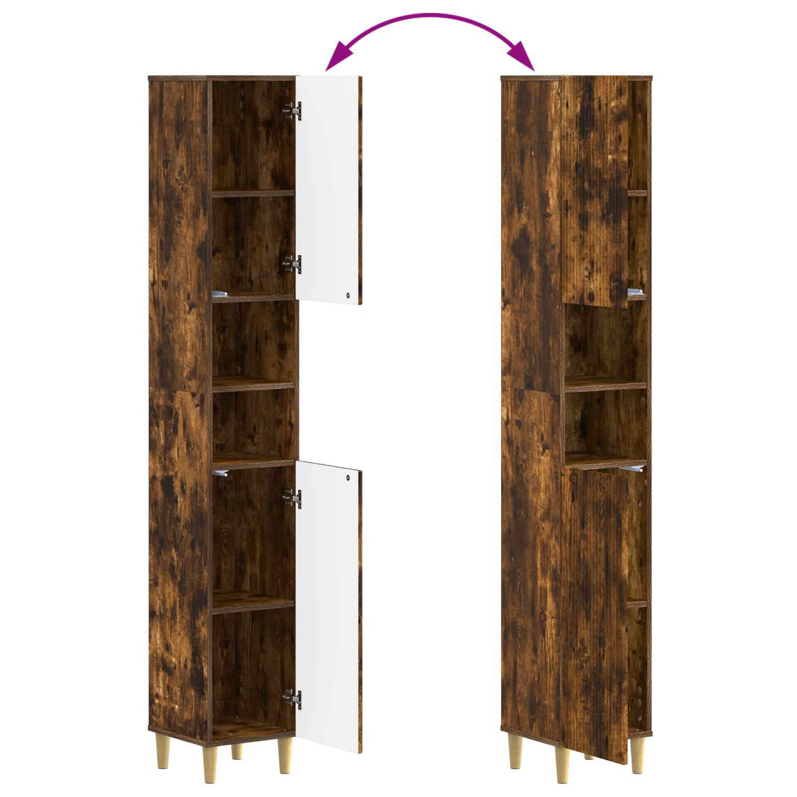 2-delige Badkamerkast Set ARNHEM Gerookt eiken Bewerkt hout is nu te koop bij PeponiXL, paradijselijk wonen!
