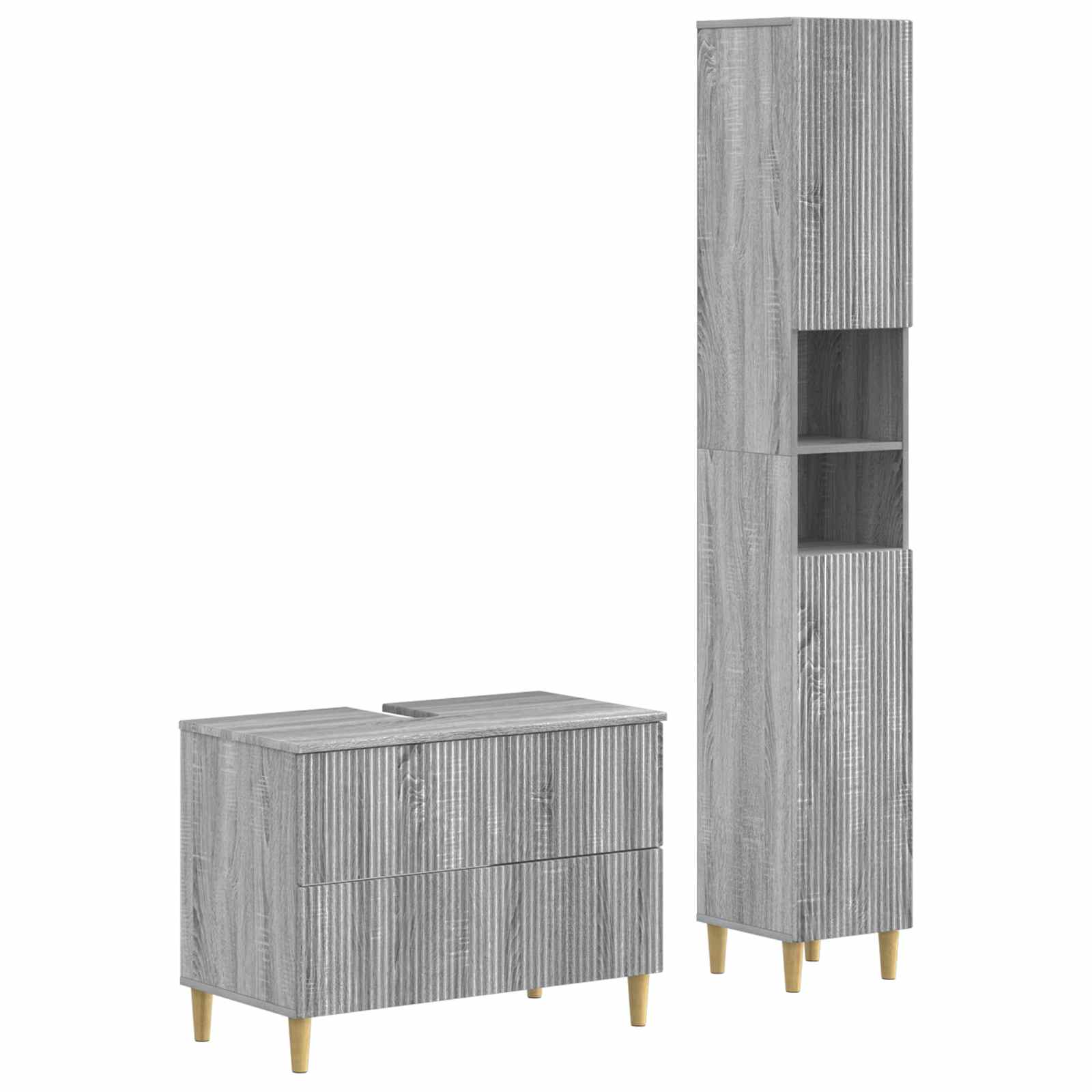 2-delige Badkamerkast Set ARNHEM Grijs Sonoma Bewerkt hout is nu te koop bij PeponiXL, paradijselijk wonen!