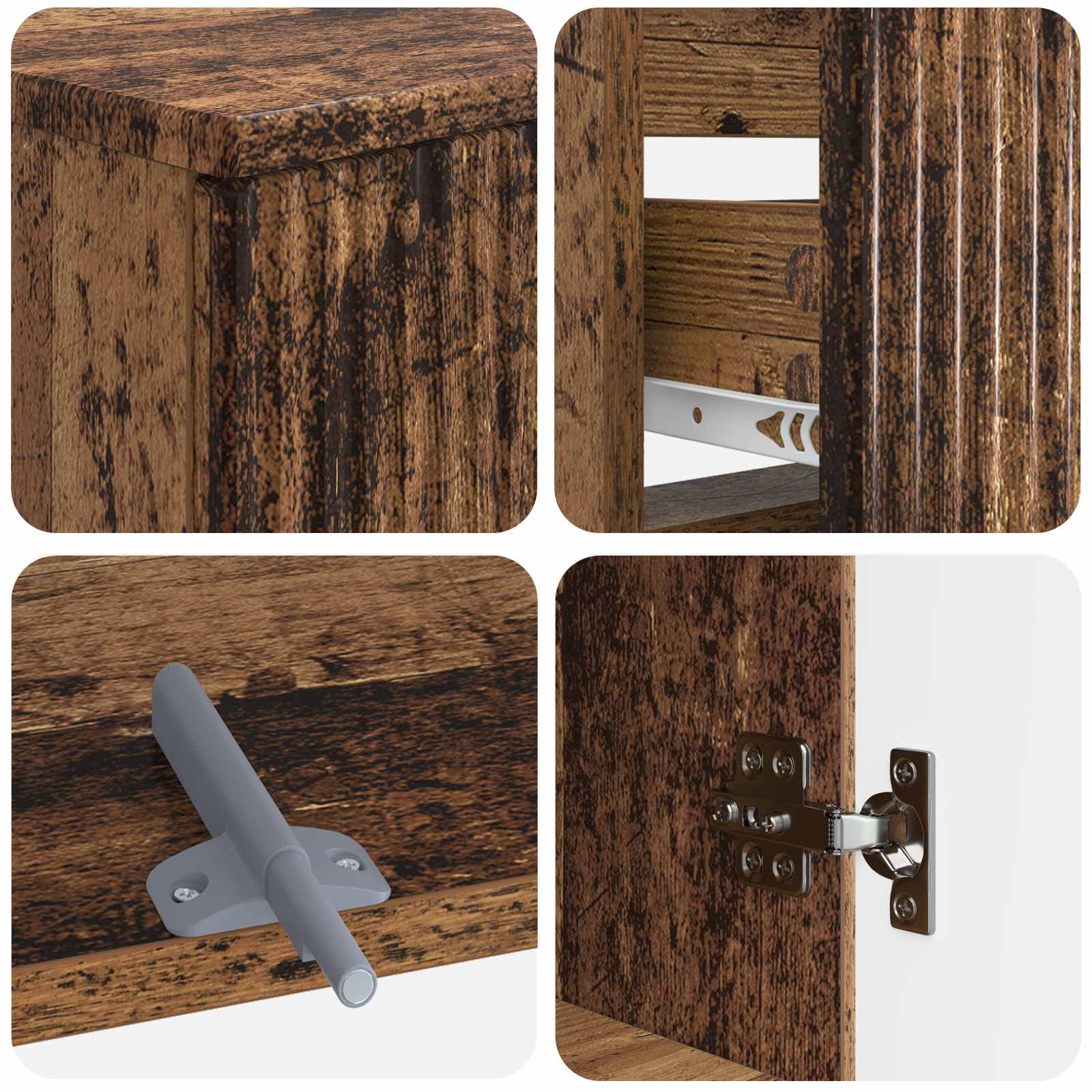 2-delige Badkamerkast Set ARNHEM Oud hout Bewerkt hout is nu te koop bij PeponiXL, paradijselijk wonen!