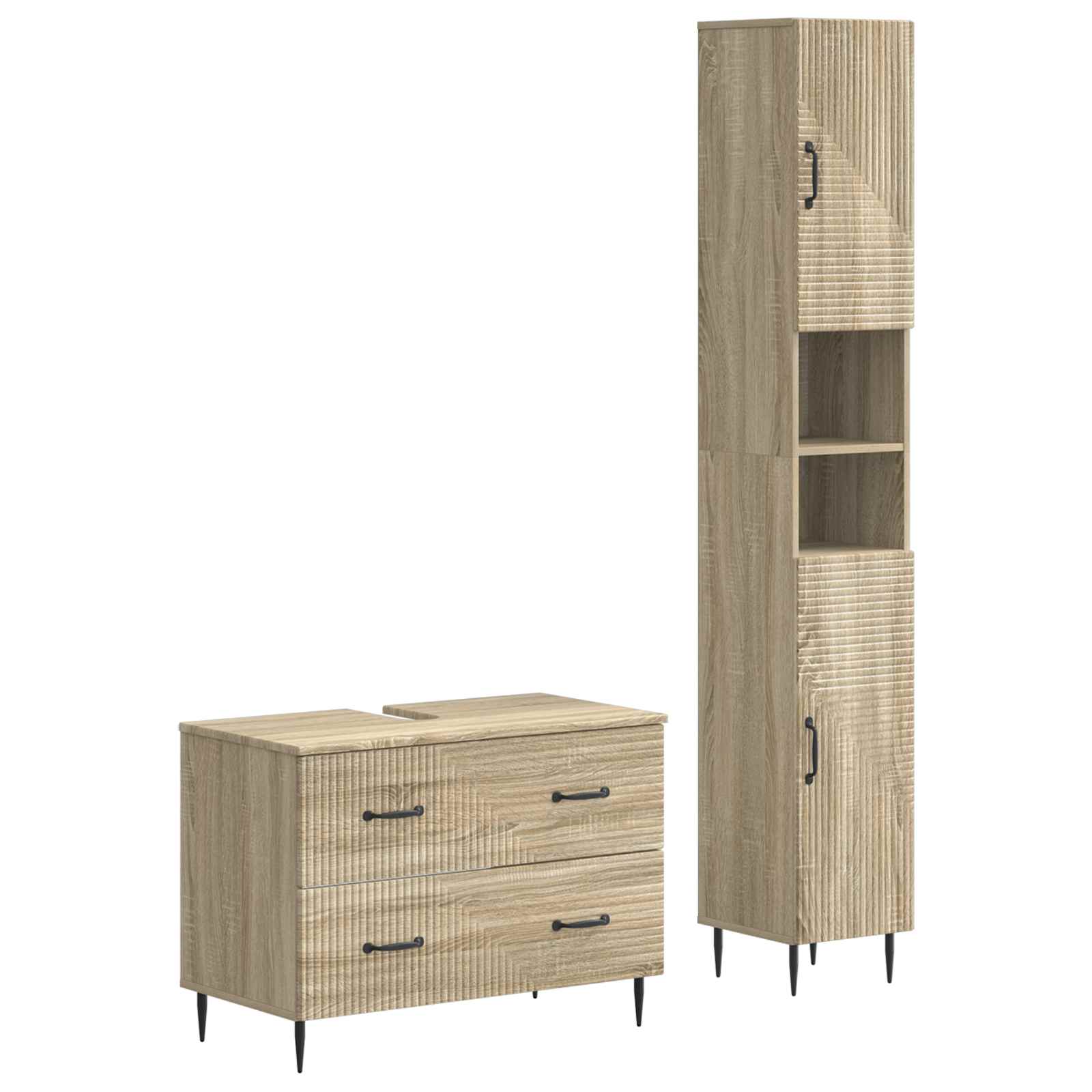 2-delige Badkamerkast Set HAARLEM Sonoma Eiken Bewerkt hout is nu te koop bij PeponiXL, paradijselijk wonen!
