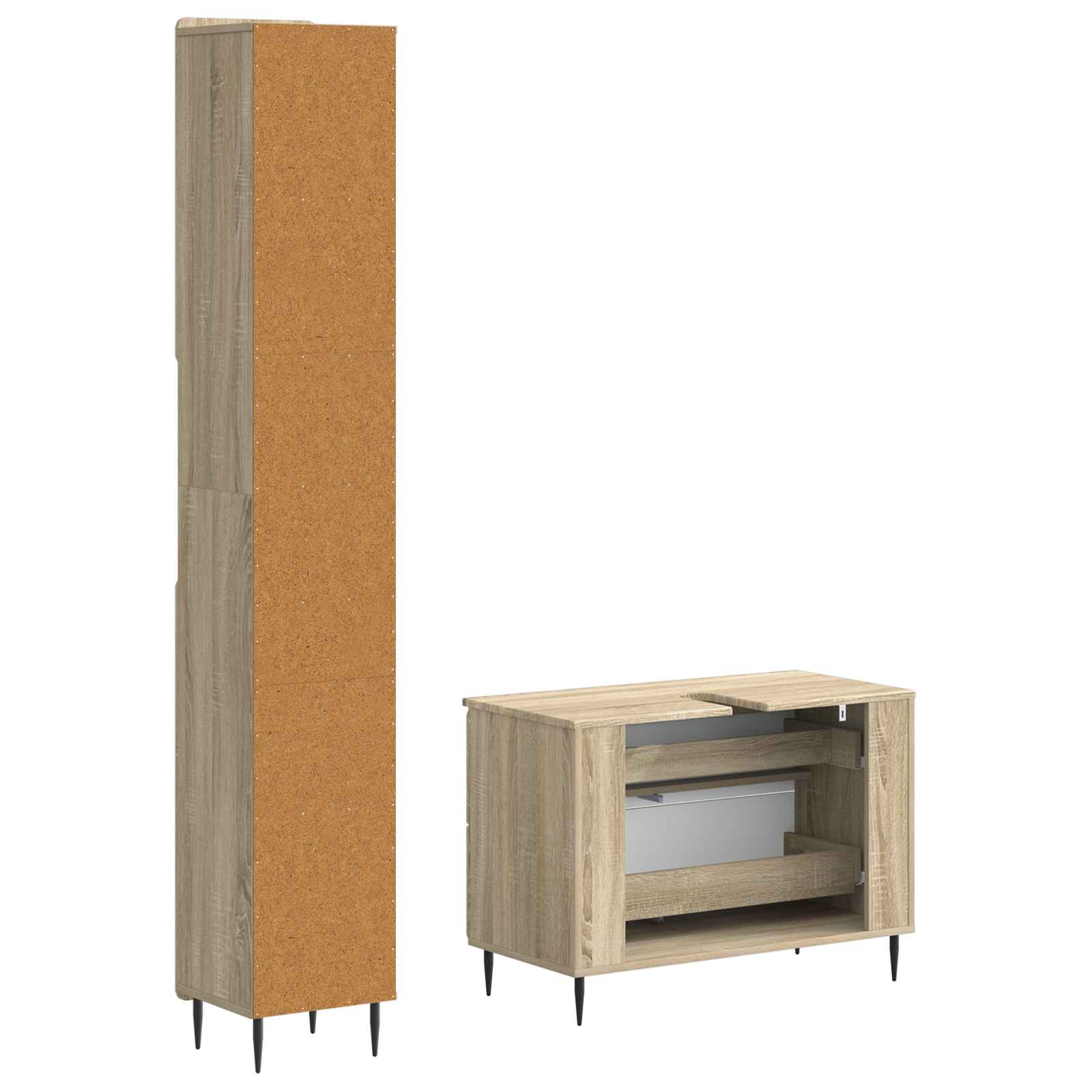 2-delige Badkamerkast Set HAARLEM Sonoma Eiken Bewerkt hout is nu te koop bij PeponiXL, paradijselijk wonen!