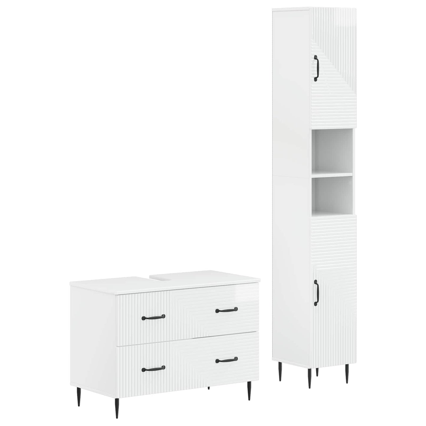 2-delige Badkamerkast Set HAARLEM Hoogglans Wit Bewerkt hout is nu te koop bij PeponiXL, paradijselijk wonen!