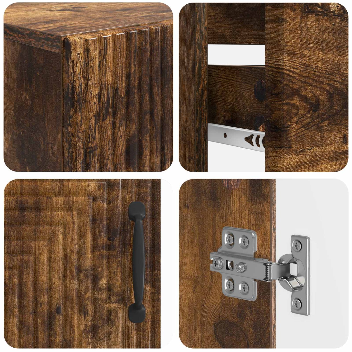 2-delige Badkamerkast Set HAARLEM Gerookt eiken Bewerkt hout is nu te koop bij PeponiXL, paradijselijk wonen!