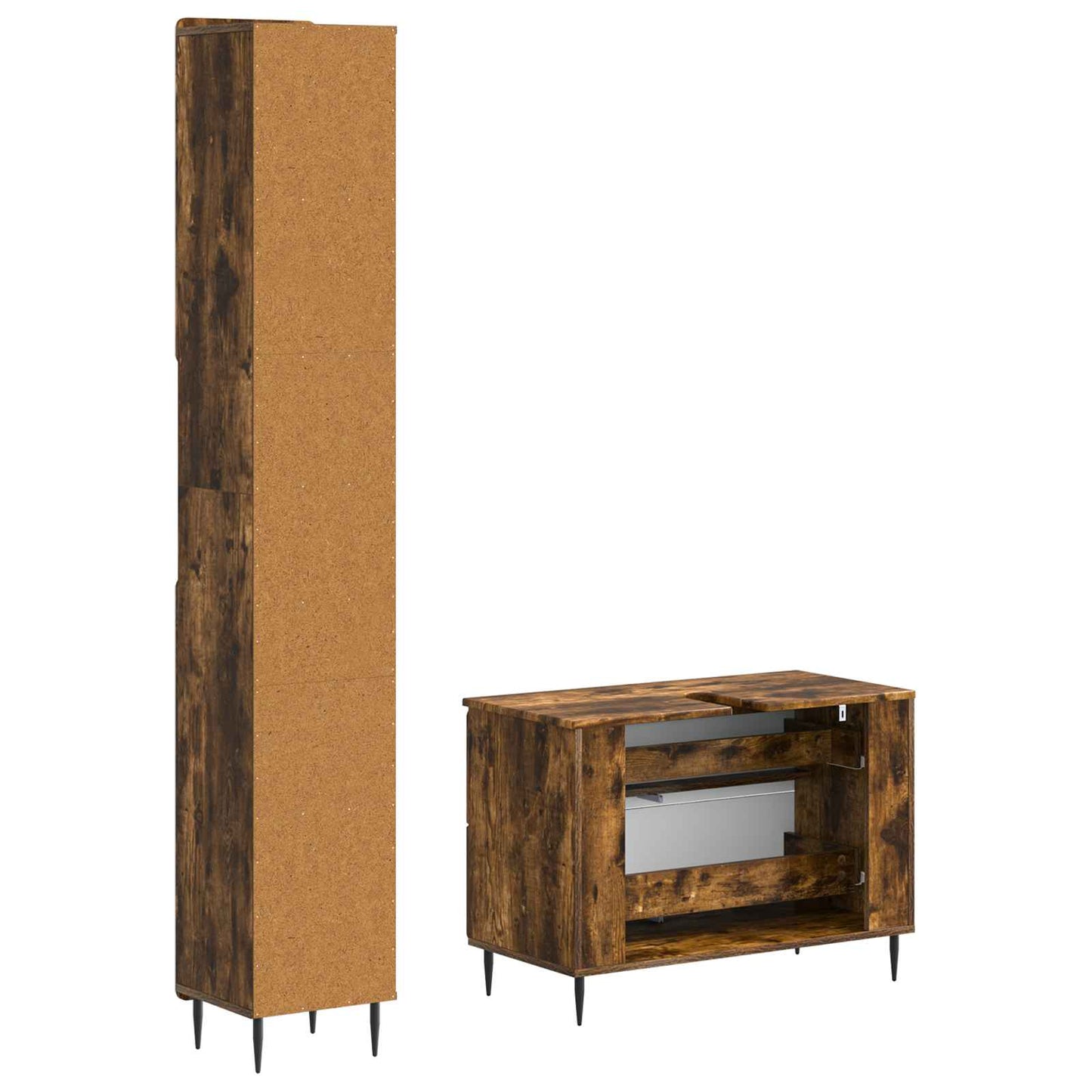 2-delige Badkamerkast Set HAARLEM Gerookt eiken Bewerkt hout is nu te koop bij PeponiXL, paradijselijk wonen!