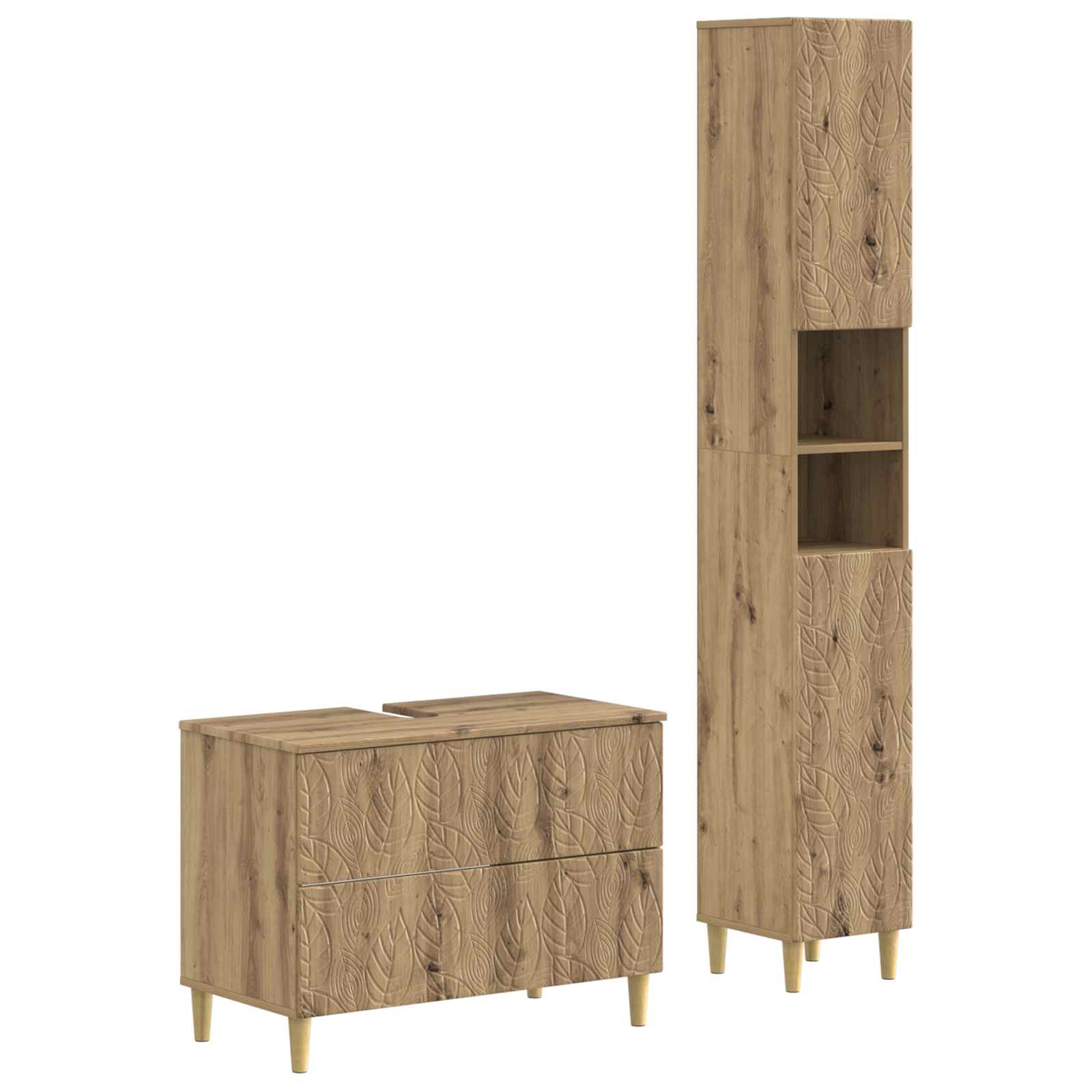 2-delige Badkamerkast Set DELFT Artisanaal eiken Bewerkt hout is nu te koop bij PeponiXL, paradijselijk wonen!