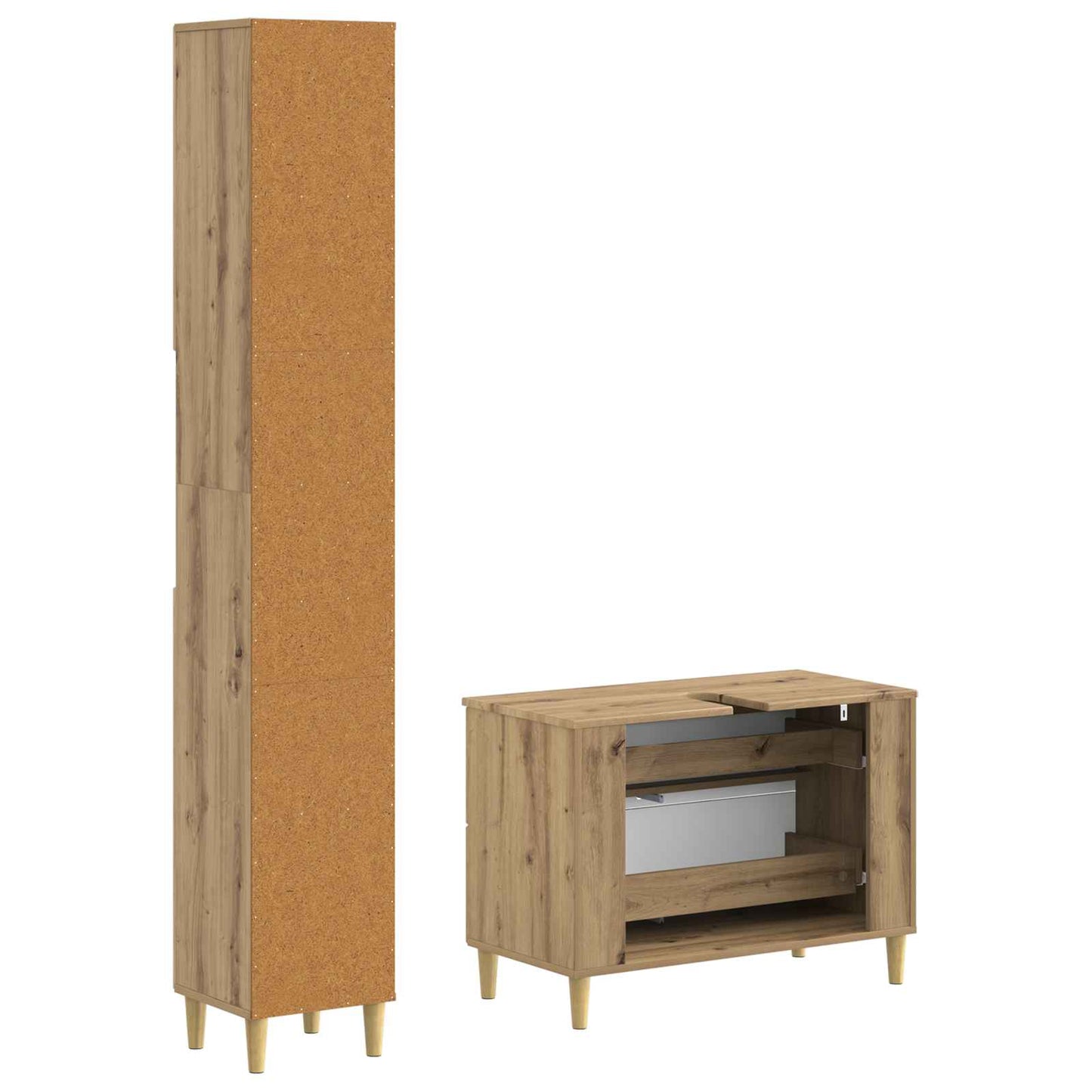 2-delige Badkamerkast Set DELFT Artisanaal eiken Bewerkt hout is nu te koop bij PeponiXL, paradijselijk wonen!
