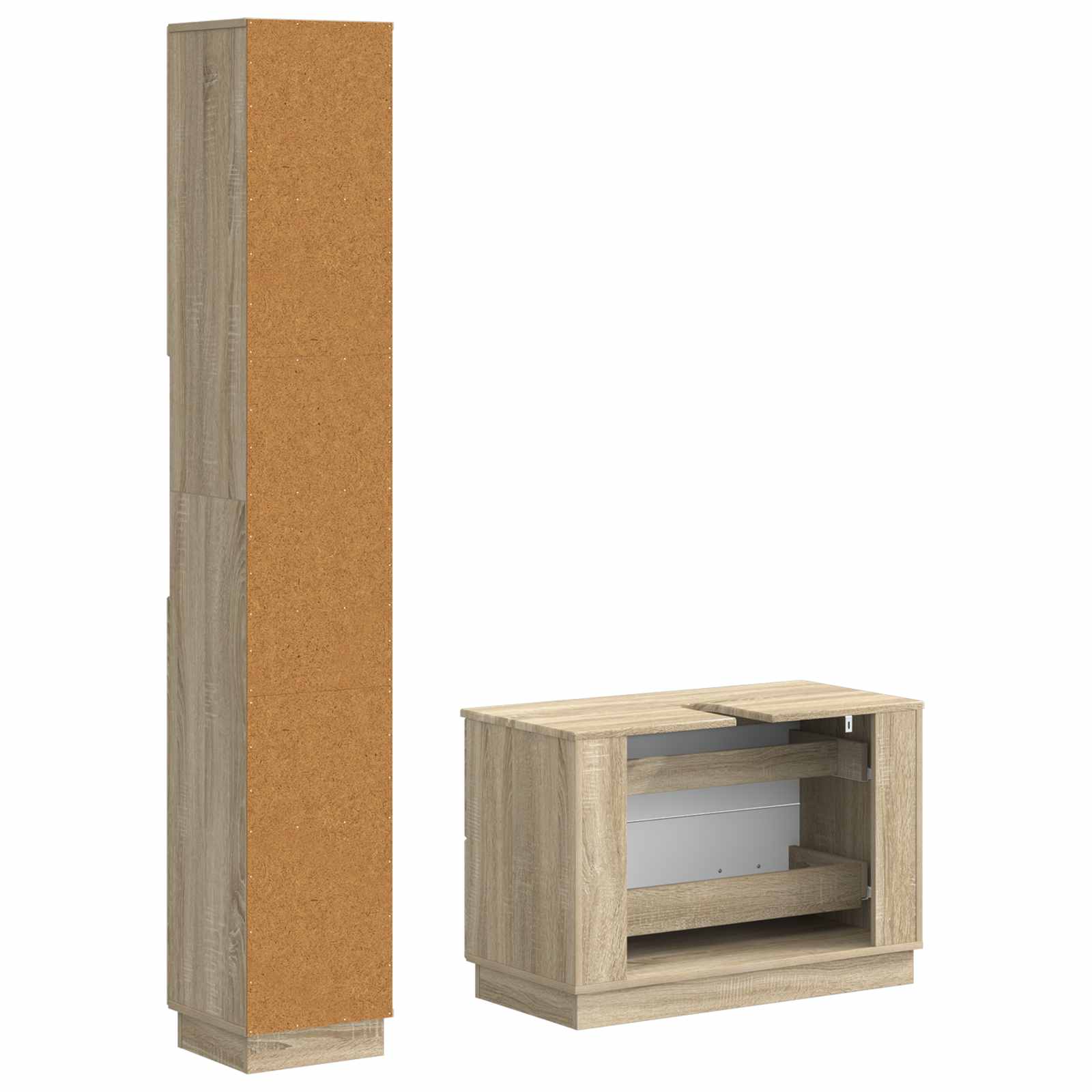 2-delige Badkamerkast Set HOORN Sonoma Eiken Bewerkt hout is nu te koop bij PeponiXL, paradijselijk wonen!