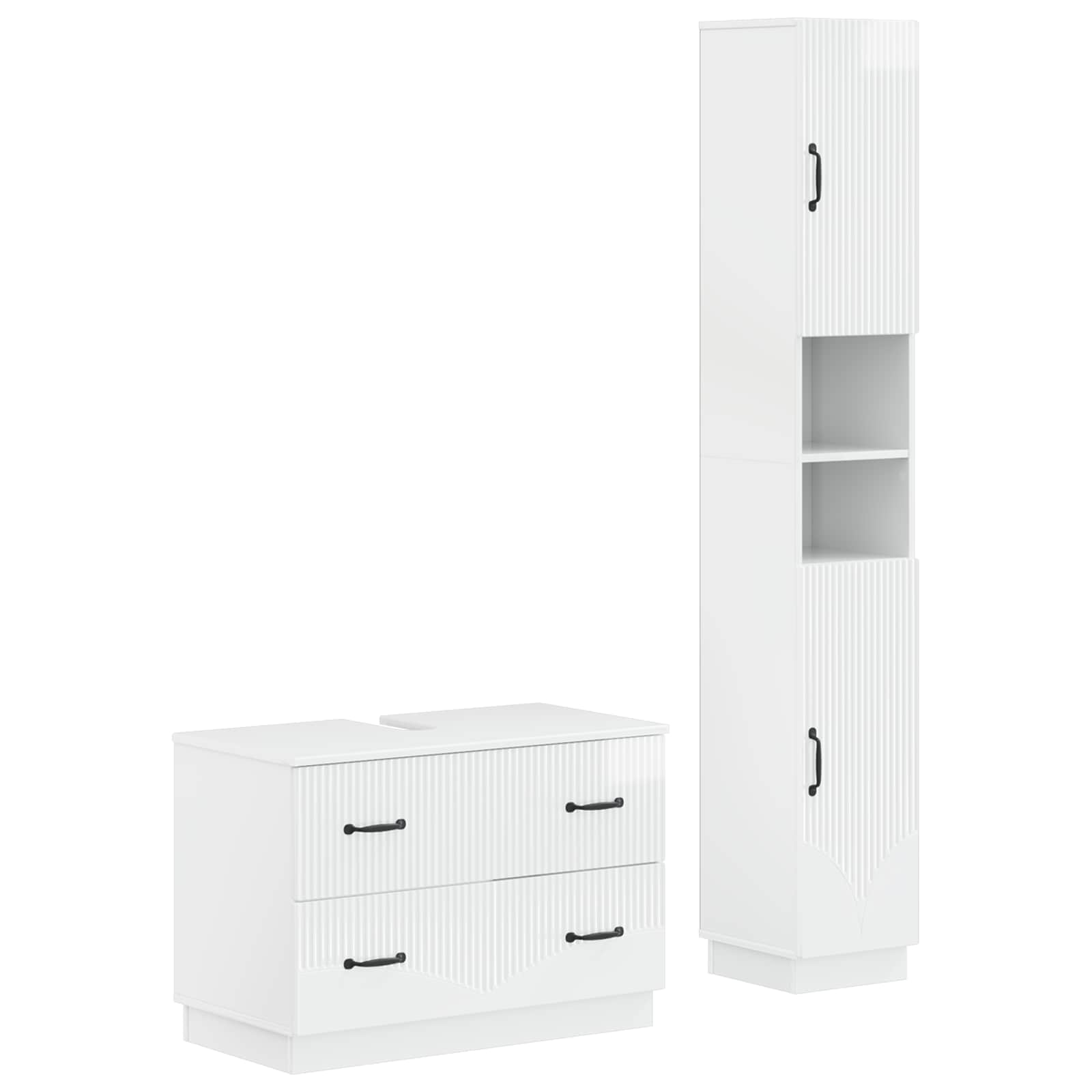 2-delige Badkamerkast Set HOORN Hoogglans Wit Bewerkt hout is nu te koop bij PeponiXL, paradijselijk wonen!