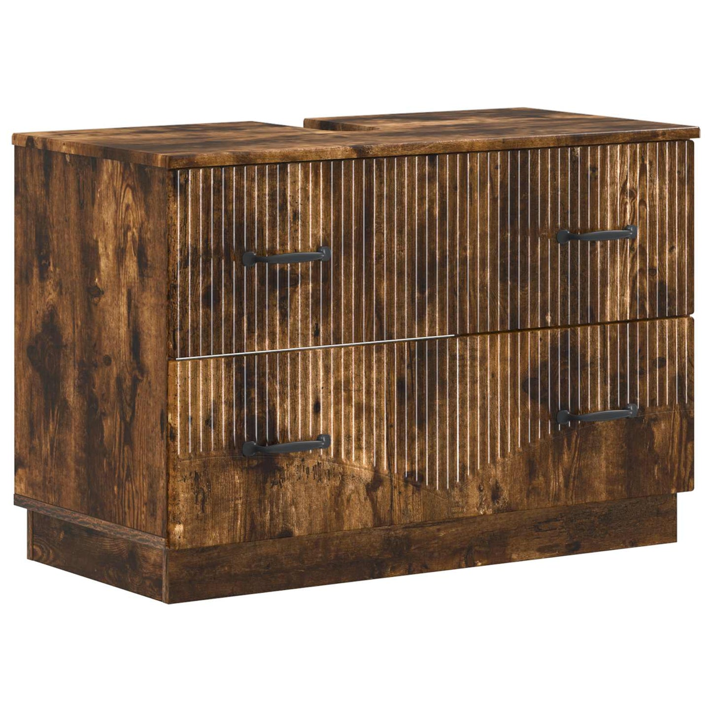 2-delige Badkamerkast Set HOORN Gerookt eiken Bewerkt hout is nu te koop bij PeponiXL, paradijselijk wonen!