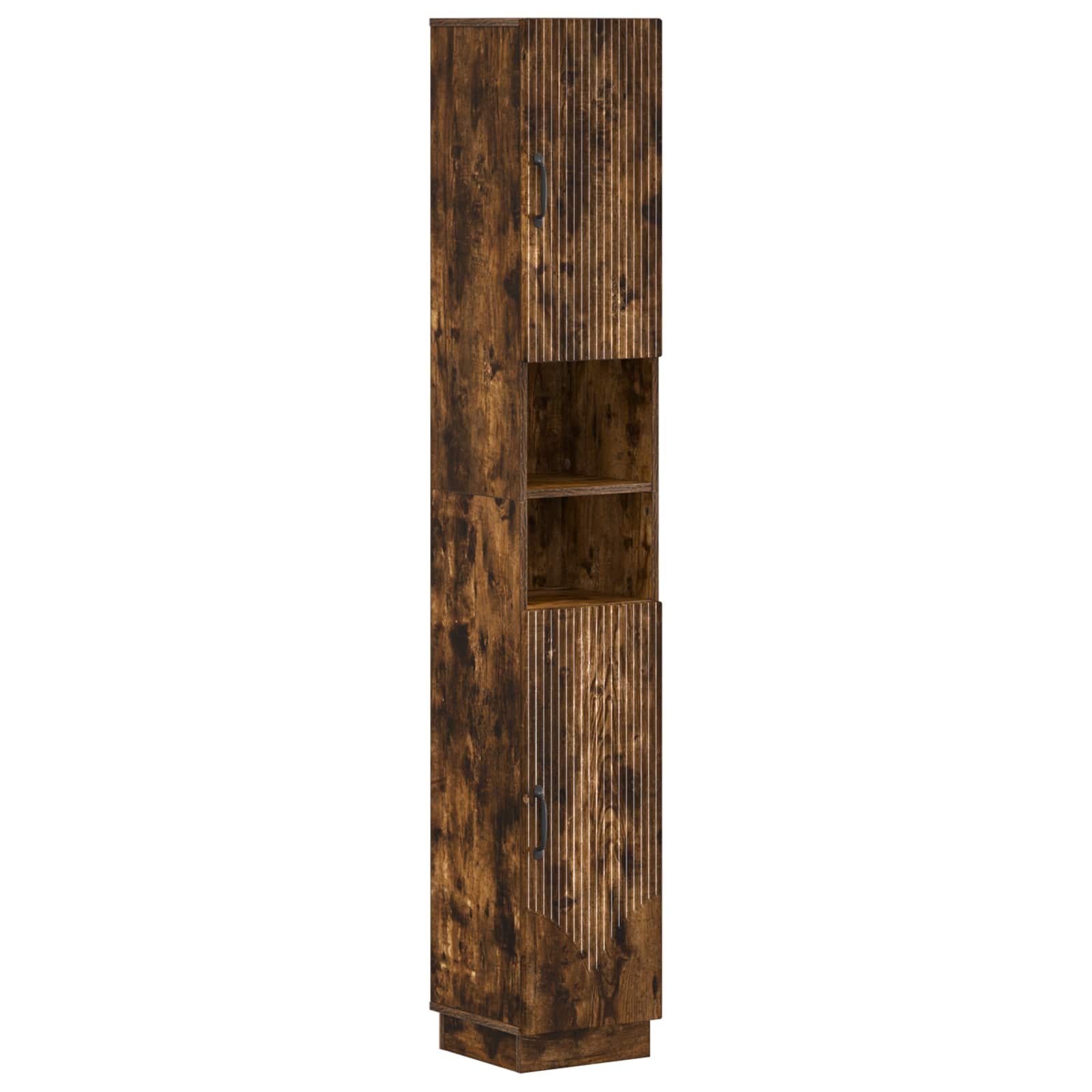2-delige Badkamerkast Set HOORN Gerookt eiken Bewerkt hout is nu te koop bij PeponiXL, paradijselijk wonen!