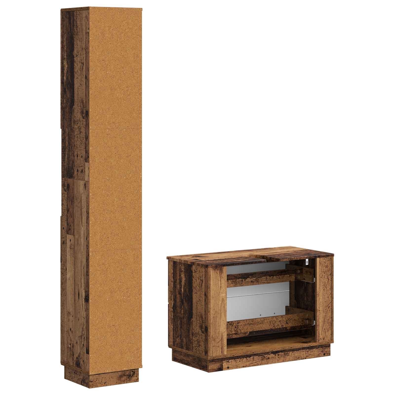 2-delige Badkamerkast Set HOORN Oud hout Bewerkt hout is nu te koop bij PeponiXL, paradijselijk wonen!
