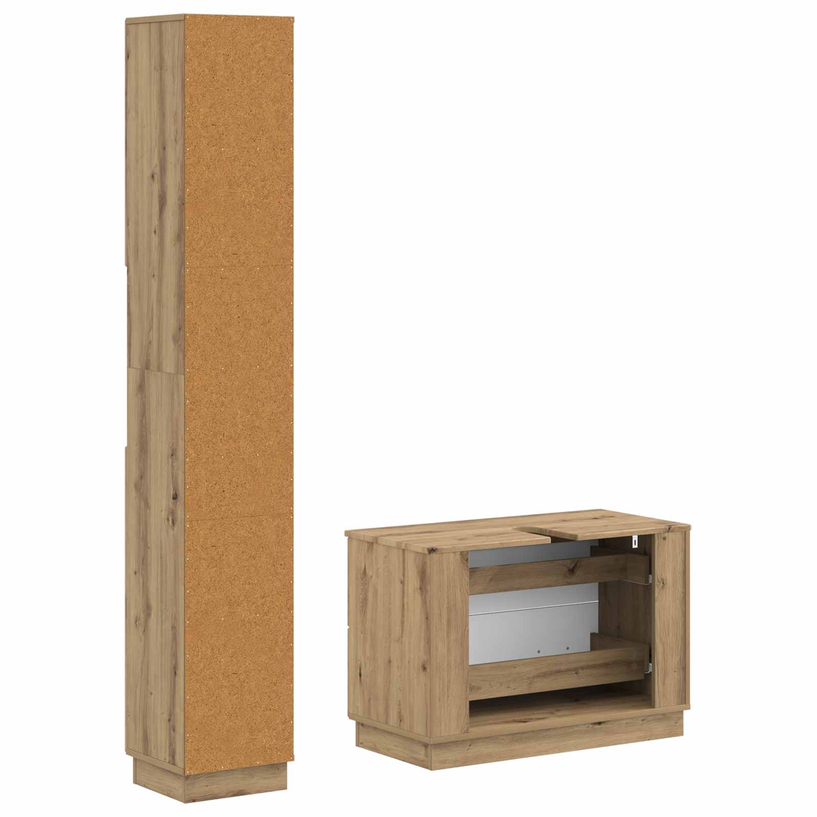 2-delige Badkamerkast Set HOORN Artisanaal eiken Bewerkt hout is nu te koop bij PeponiXL, paradijselijk wonen!