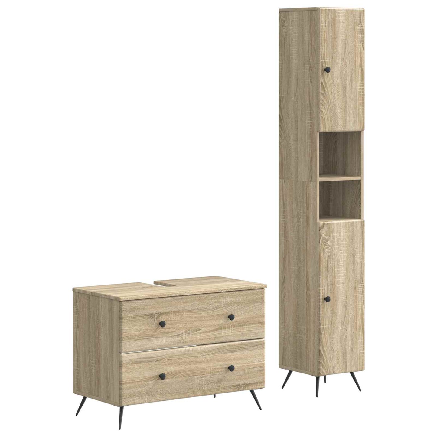 2-delige Badkamerkast Set BREDA Sonoma Eiken Bewerkt hout is nu te koop bij PeponiXL, paradijselijk wonen!
