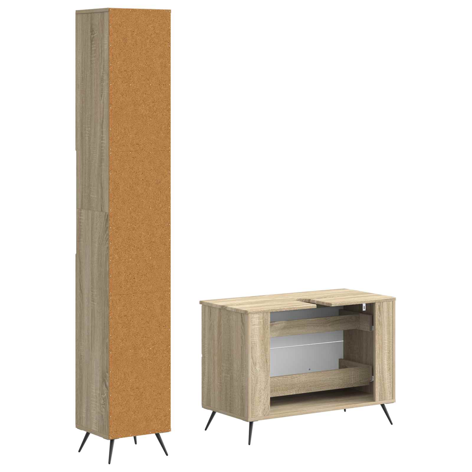 2-delige Badkamerkast Set BREDA Sonoma Eiken Bewerkt hout is nu te koop bij PeponiXL, paradijselijk wonen!