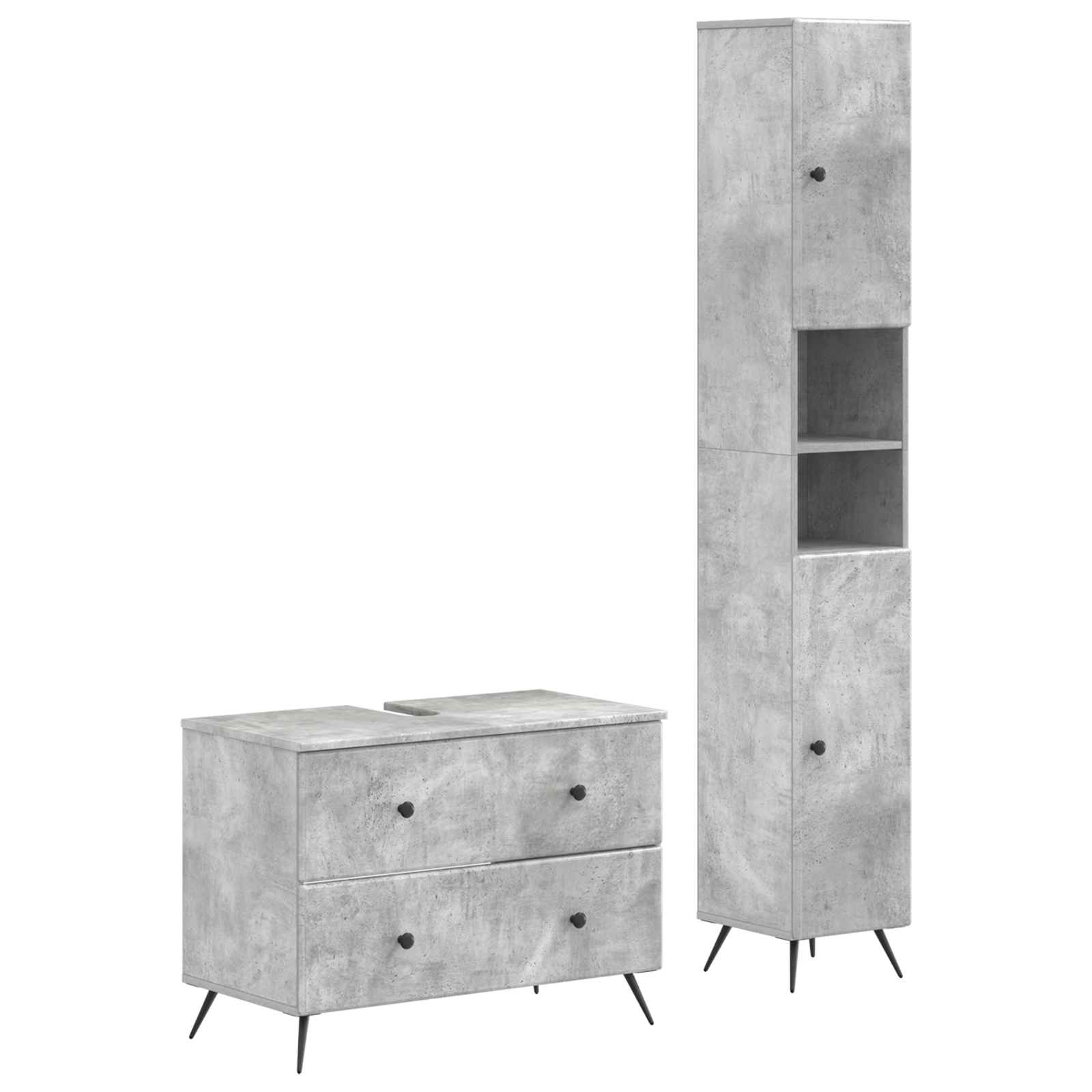 2-delige Badkamerkast Set BREDA Betongrijs Bewerkt hout is nu te koop bij PeponiXL, paradijselijk wonen!