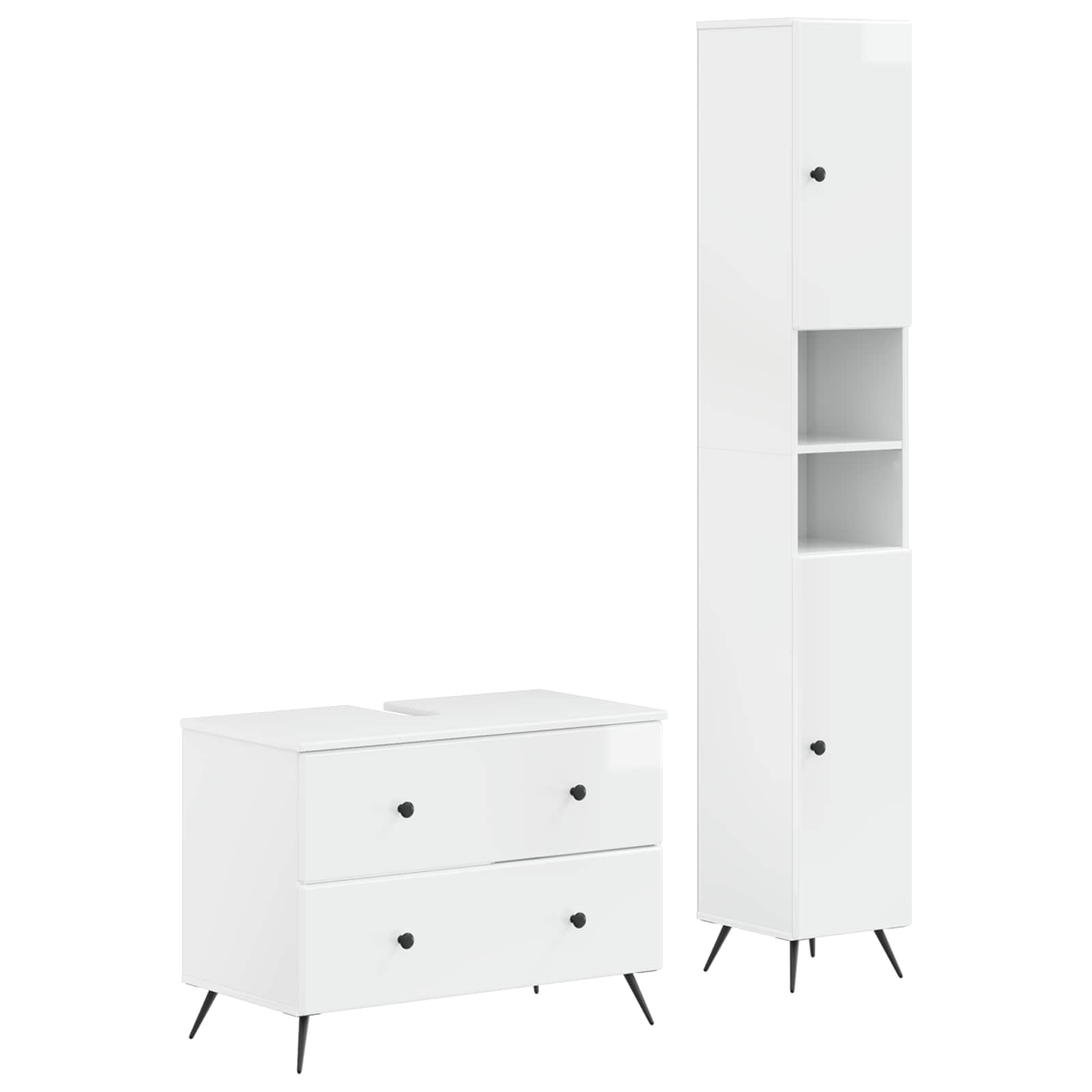 2-delige Badkamerkast Set BREDA Hoogglans Wit Bewerkt hout is nu te koop bij PeponiXL, paradijselijk wonen!