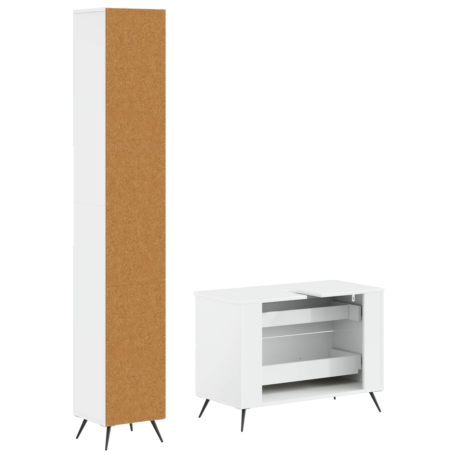 2-delige Badkamerkast Set BREDA Hoogglans Wit Bewerkt hout is nu te koop bij PeponiXL, paradijselijk wonen!