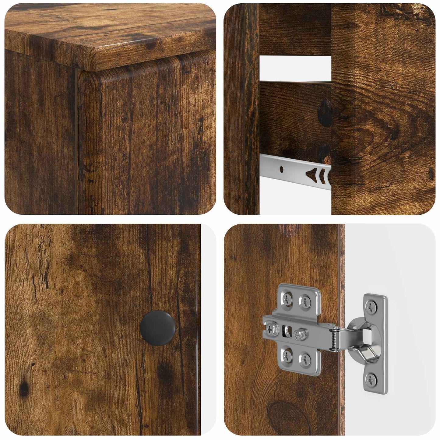 2-delige Badkamerkast Set BREDA Gerookt eiken Bewerkt hout is nu te koop bij PeponiXL, paradijselijk wonen!
