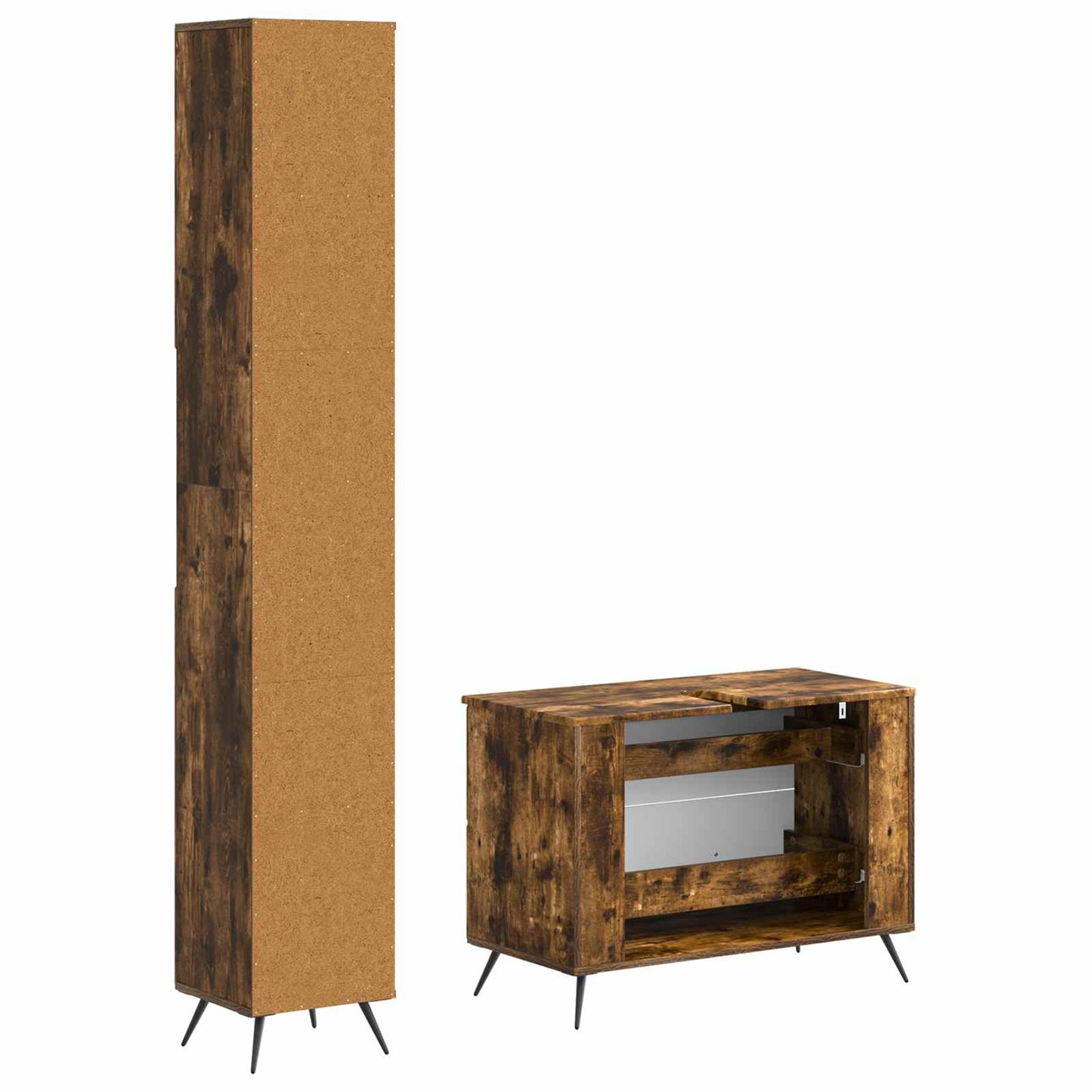 2-delige Badkamerkast Set BREDA Gerookt eiken Bewerkt hout is nu te koop bij PeponiXL, paradijselijk wonen!