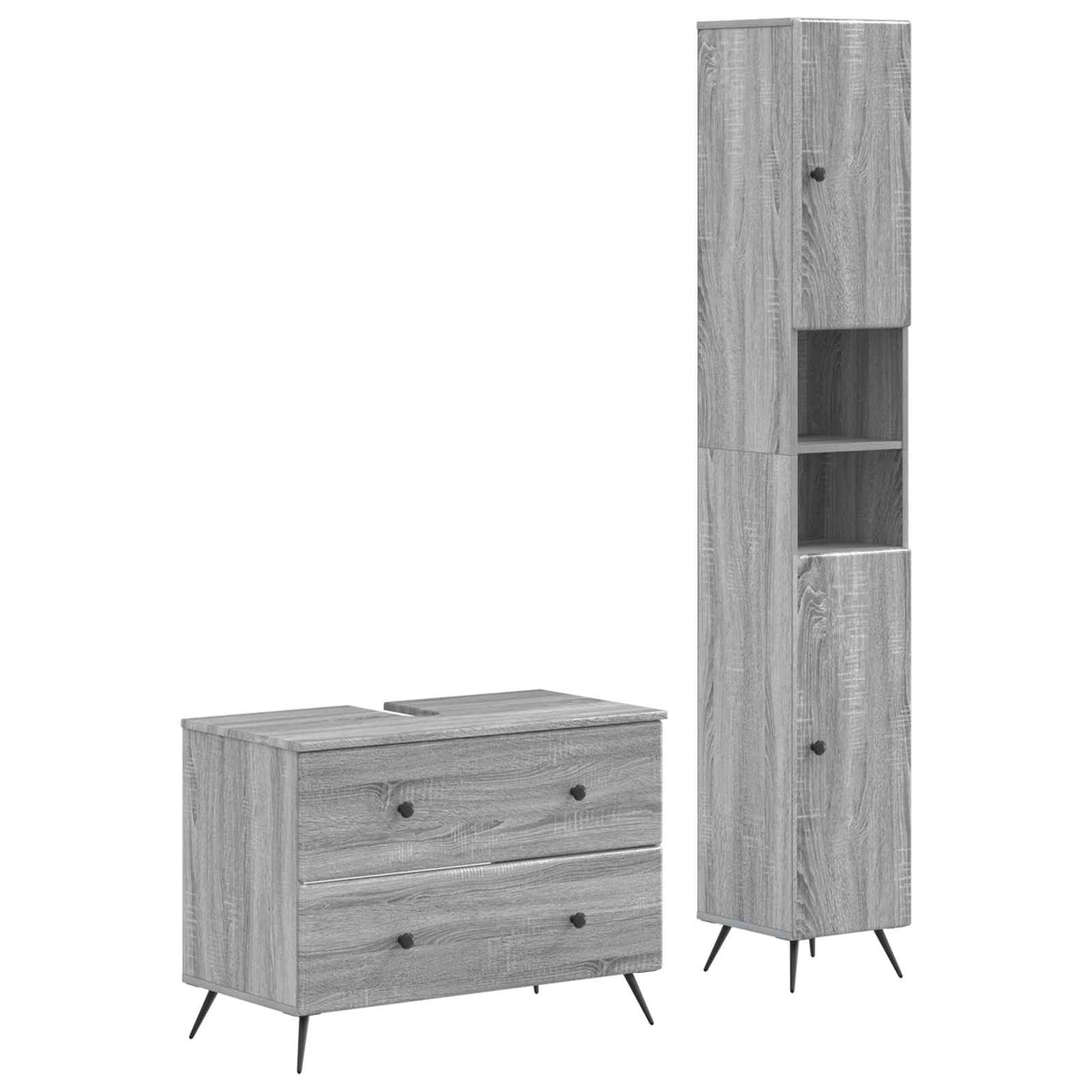 2-delige Badkamerkast Set BREDA Grijs Sonoma Bewerkt hout is nu te koop bij PeponiXL, paradijselijk wonen!