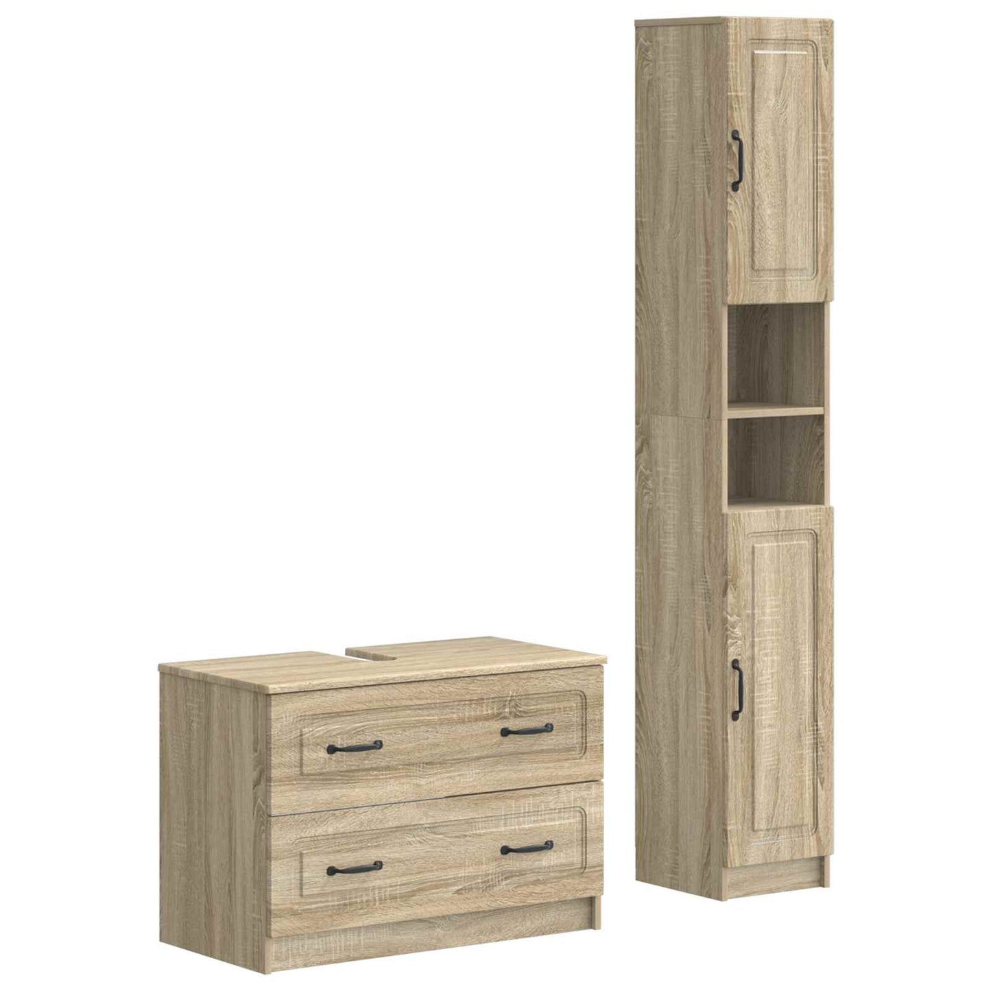 2-delige Badkamerkast Set UTRECHT Sonoma Eiken Bewerkt hout is nu te koop bij PeponiXL, paradijselijk wonen!