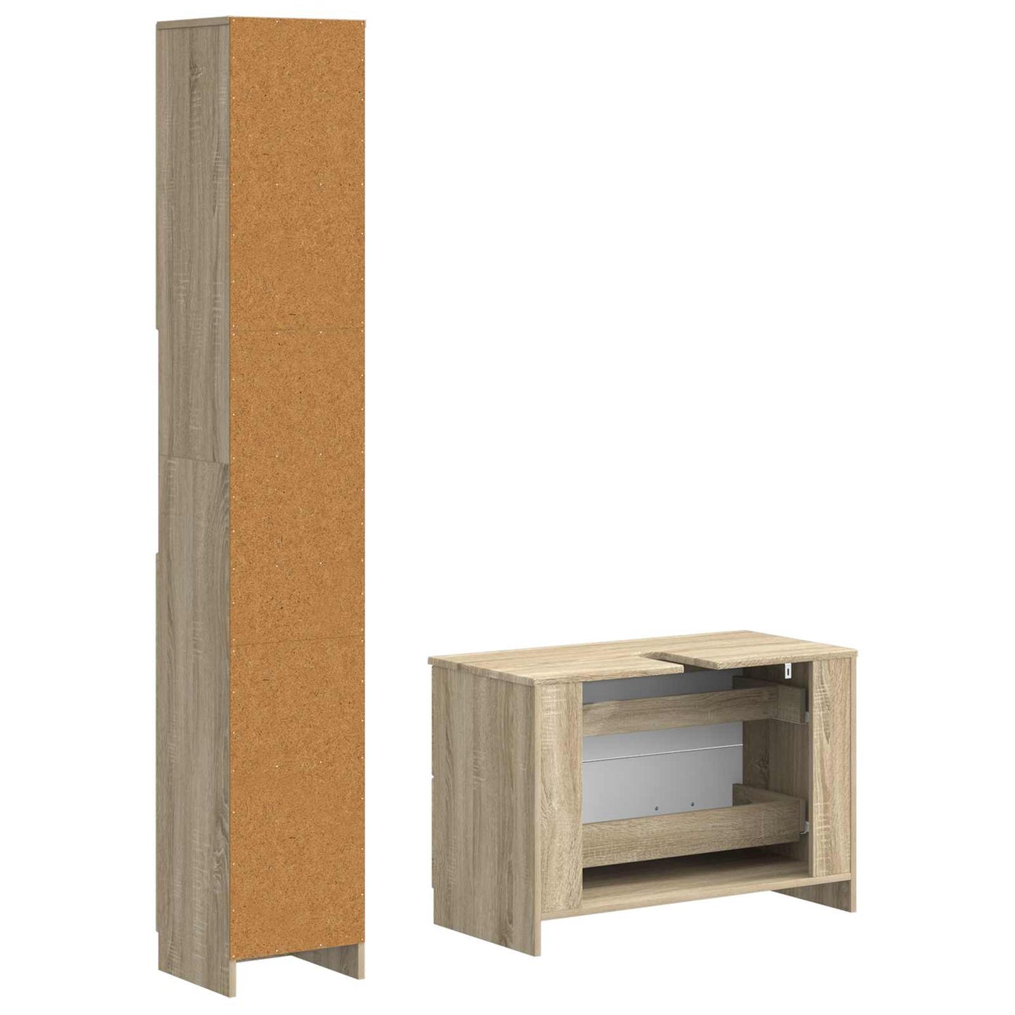 2-delige Badkamerkast Set UTRECHT Sonoma Eiken Bewerkt hout is nu te koop bij PeponiXL, paradijselijk wonen!