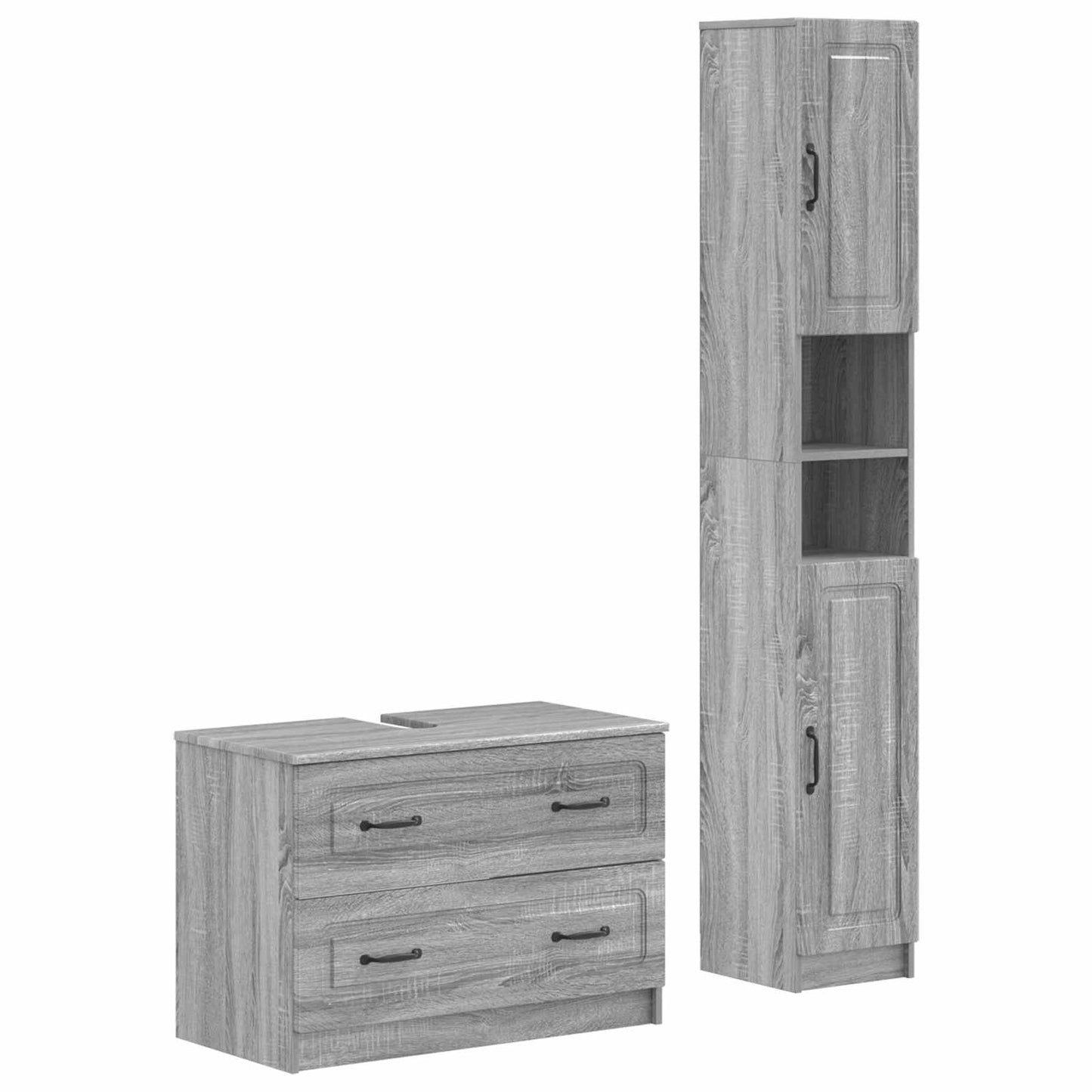 2-delige Badkamerkast Set UTRECHT Grijs Sonoma Bewerkt hout is nu te koop bij PeponiXL, paradijselijk wonen!